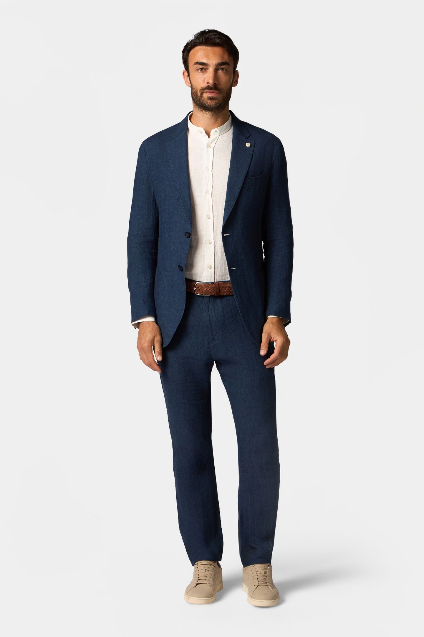 LINEN SINGLE-BREASTED BLAZER DARK NAVY 2