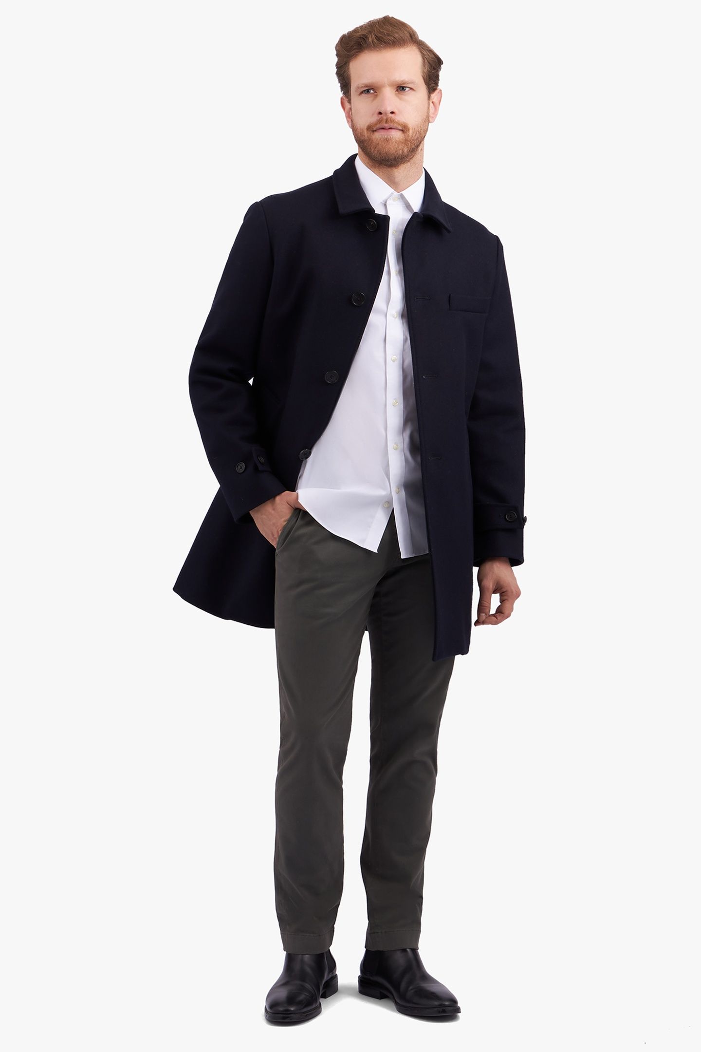 SLIM FIT NON-IRON COTTON SHIRT WITH AINSLEY COLLAR WHITE 2