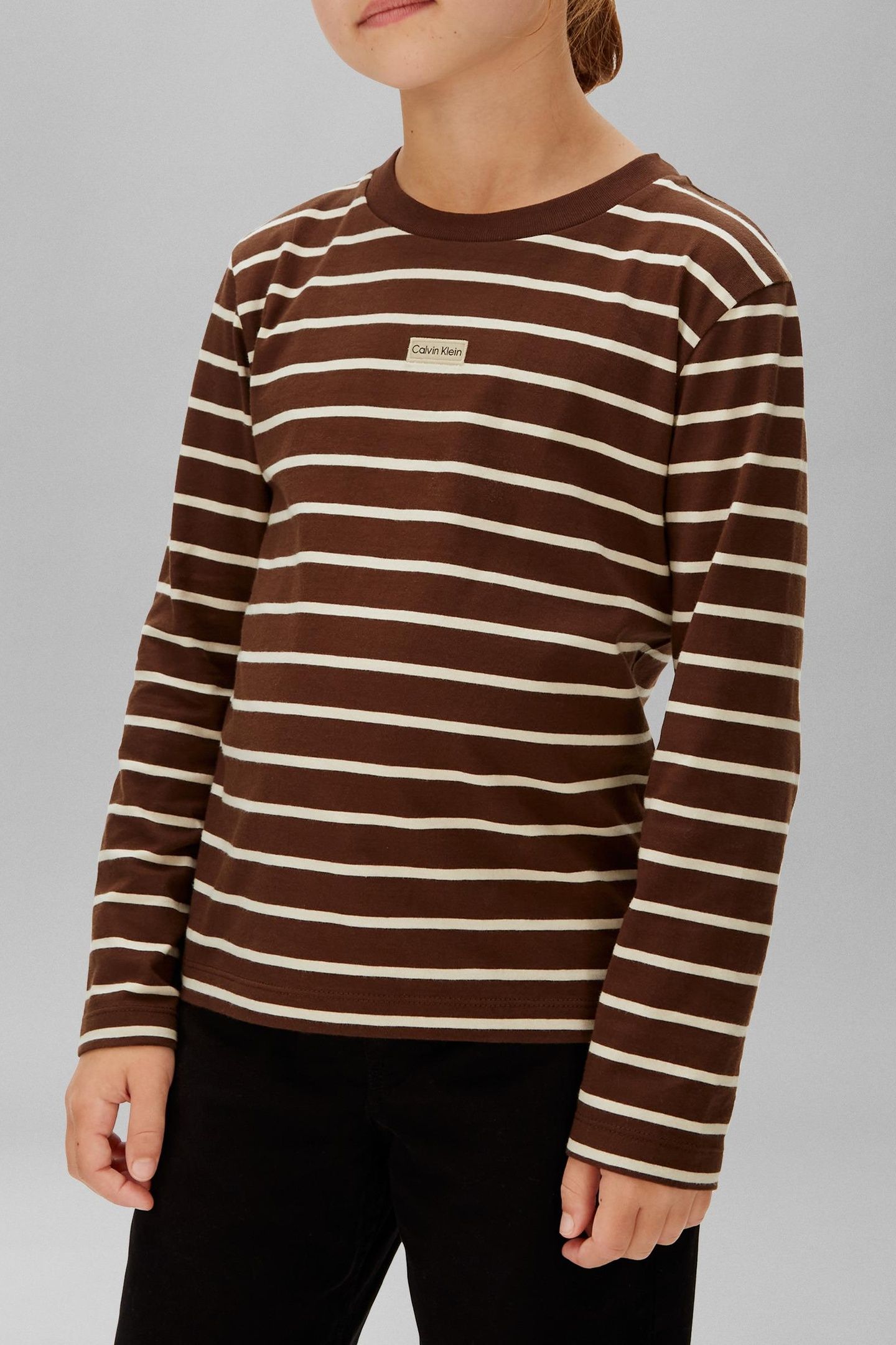 GIRLS STRIPE L/S T-SHIRT LEGACY BROWN/WHITE GRAY 4