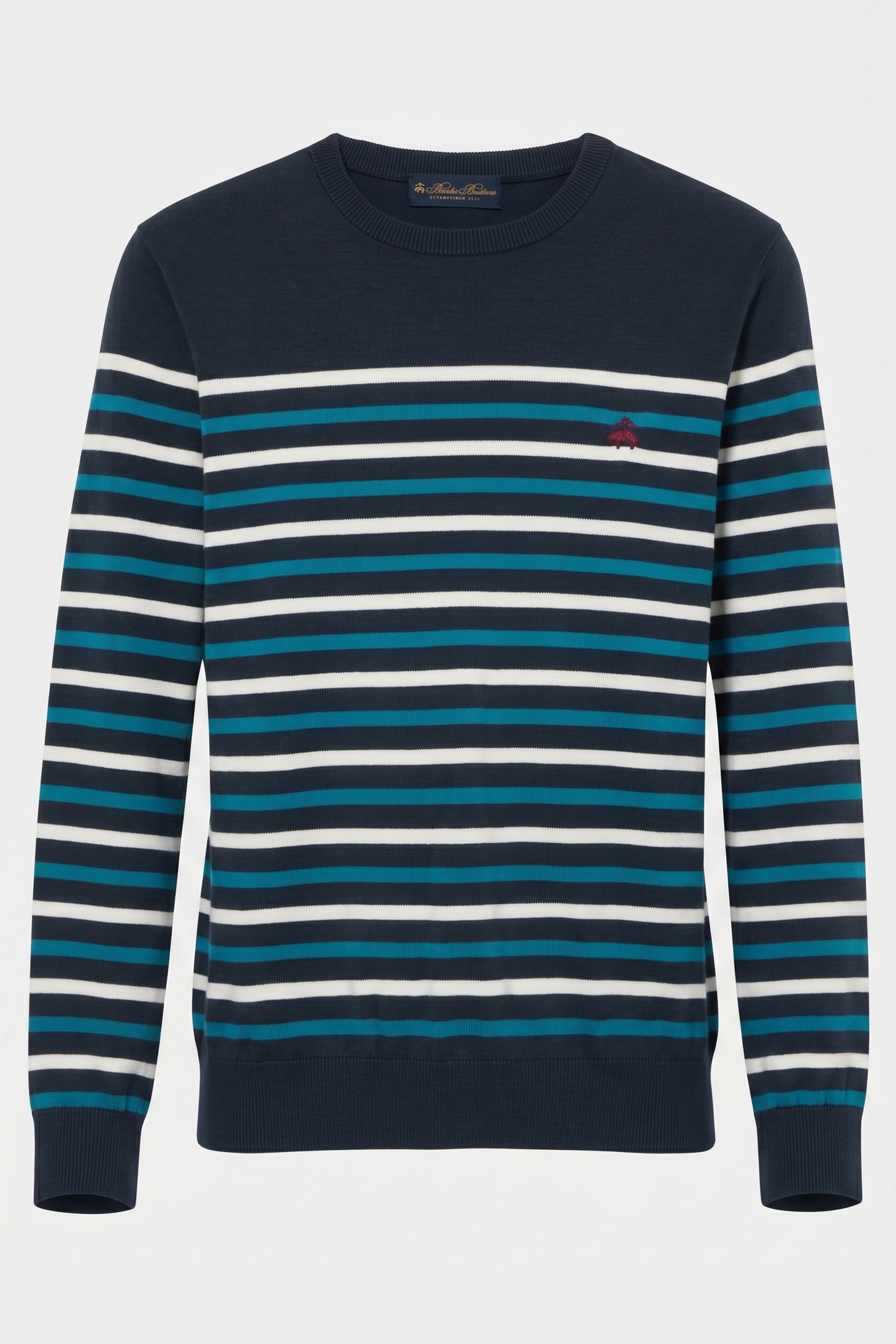 STRIPES LOGOED CREWNECK SUPIMA COTTON BLUE 5