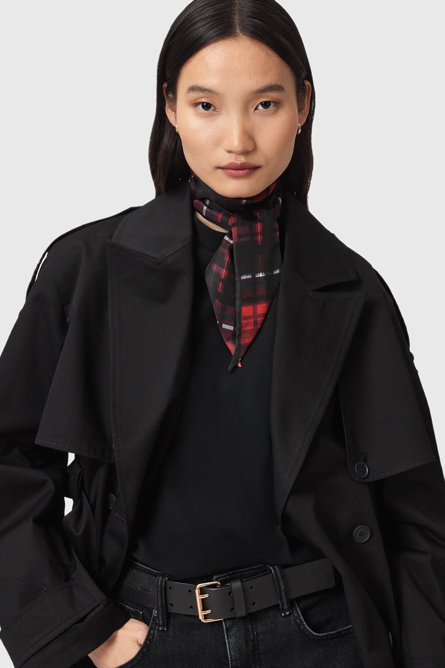 INDY SKINNY SCARF BLACK/RED 1