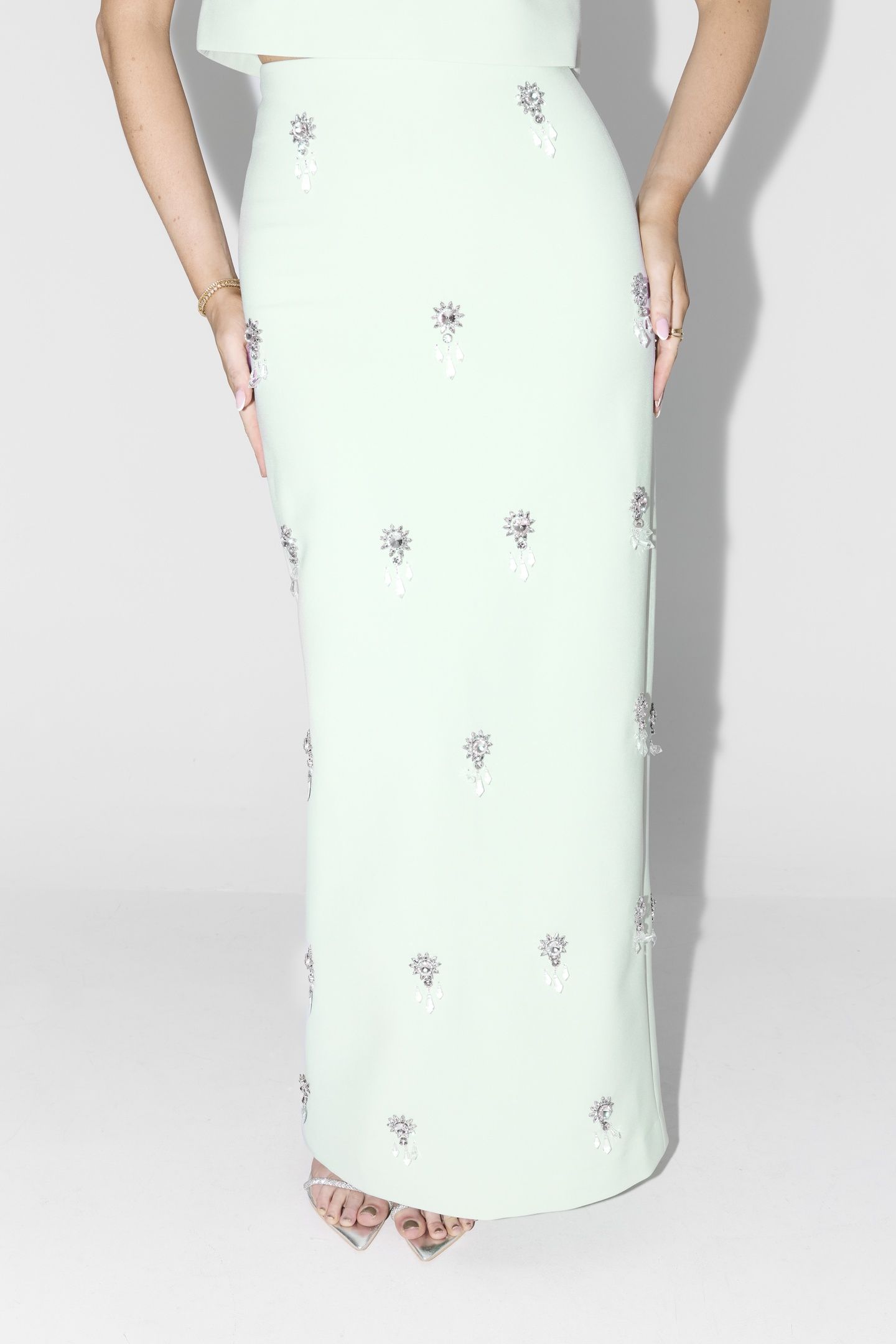 CRYSTAL MAXI SKIRT MINT 2
