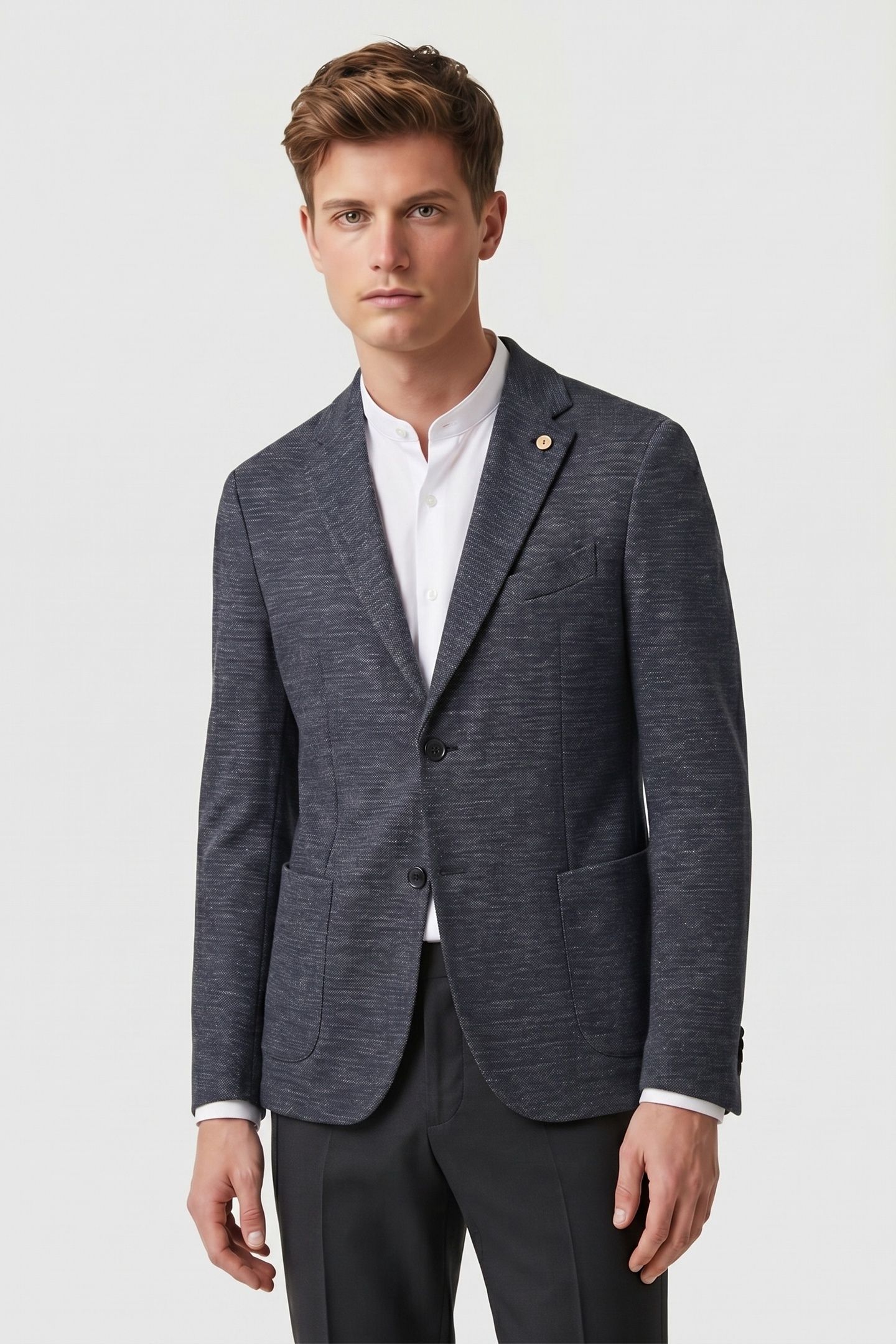 JACKET REGULAR LINING LINEN NAVY 1