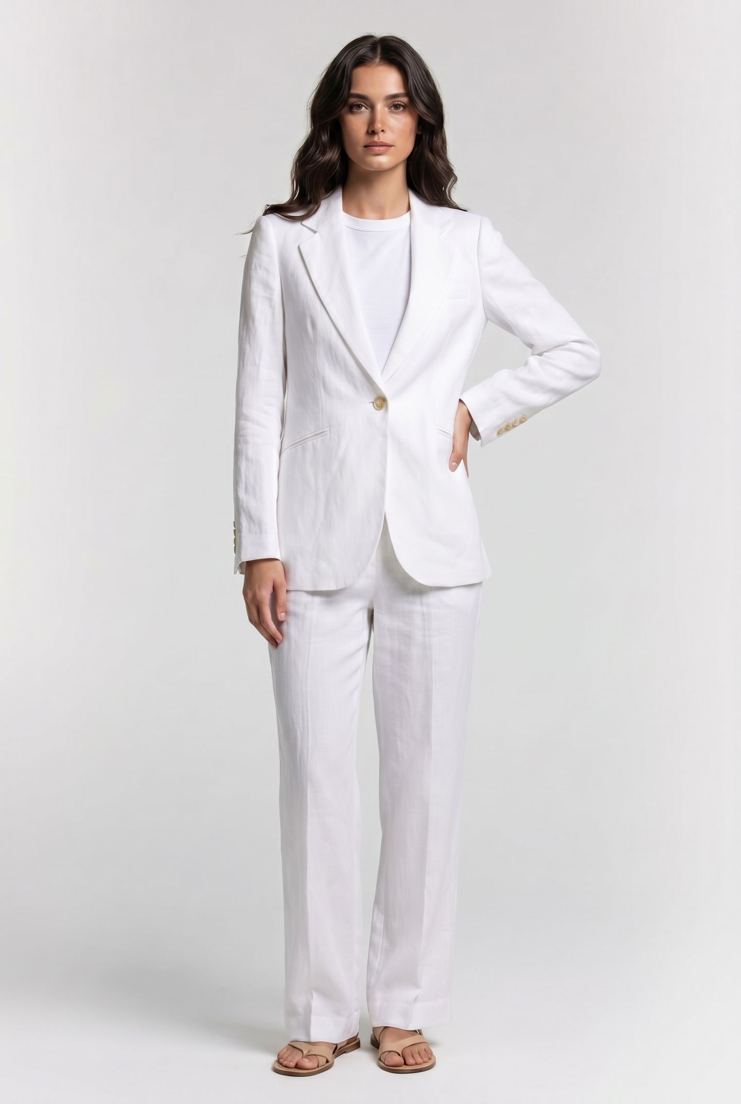 IRISH LINEN SINGLE-BREASTED BLAZER WHITE 2