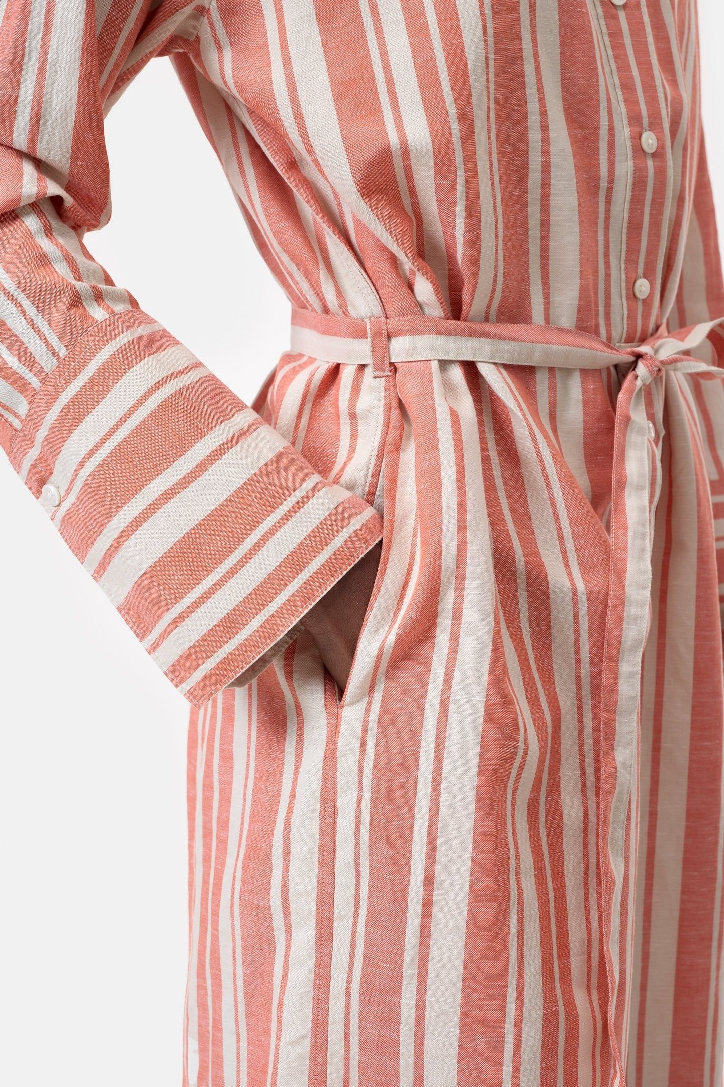 GATHERED DRESS WASHED RED 3