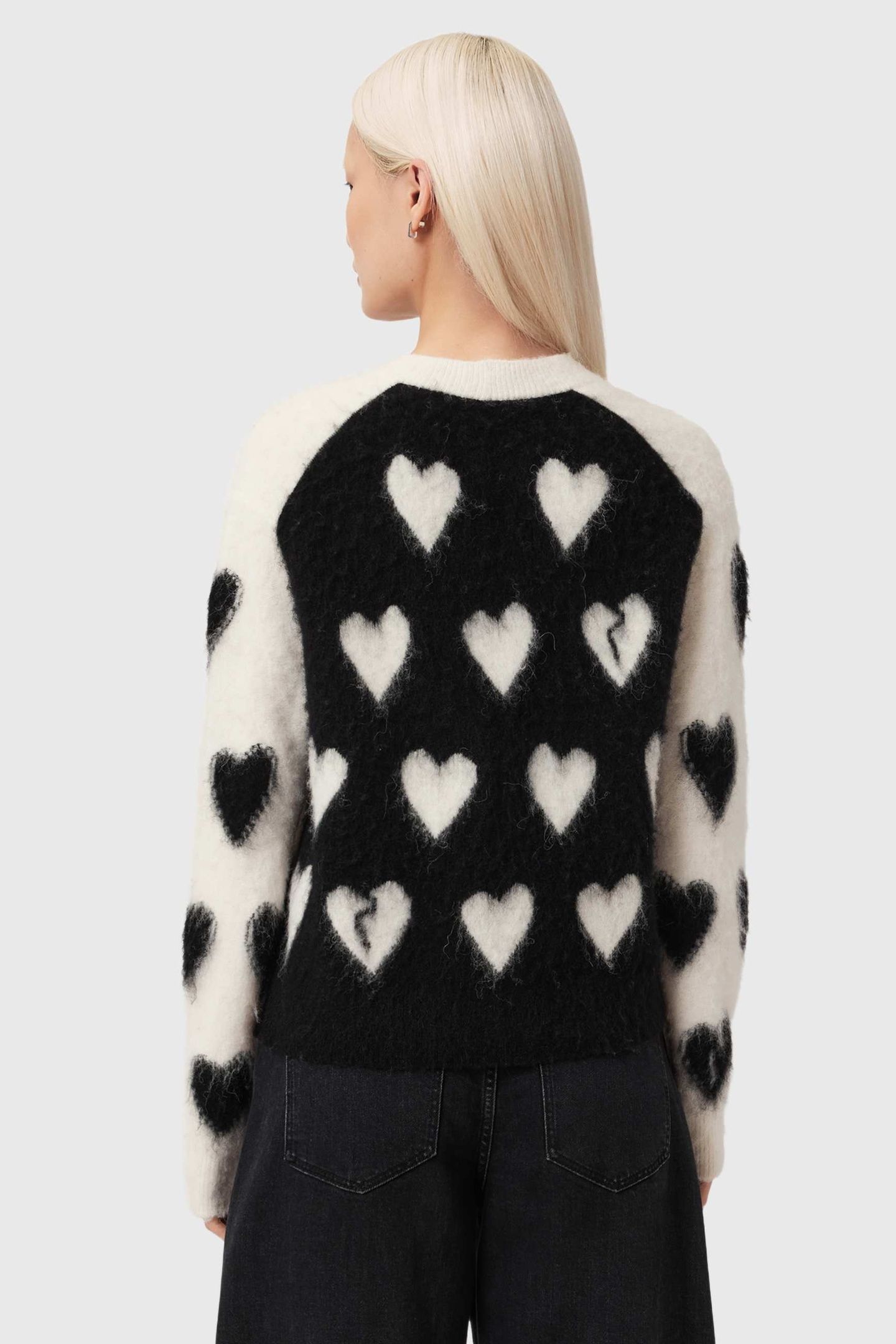 SCATTER HEART CARDI CHALK WHITE/BLACK 5
