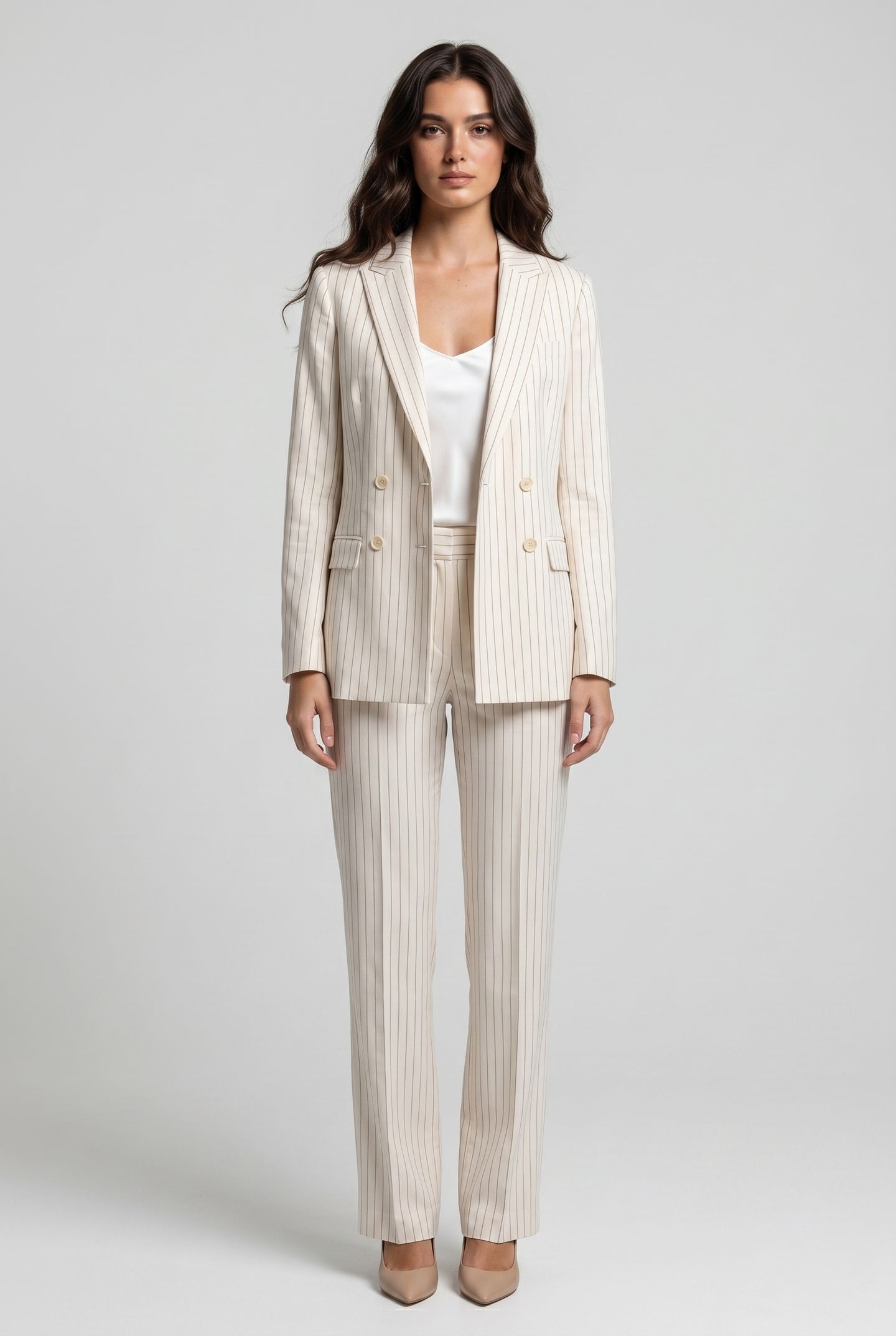 PINSTRIPE LINEN BLEND TROUSERS WHITE 4