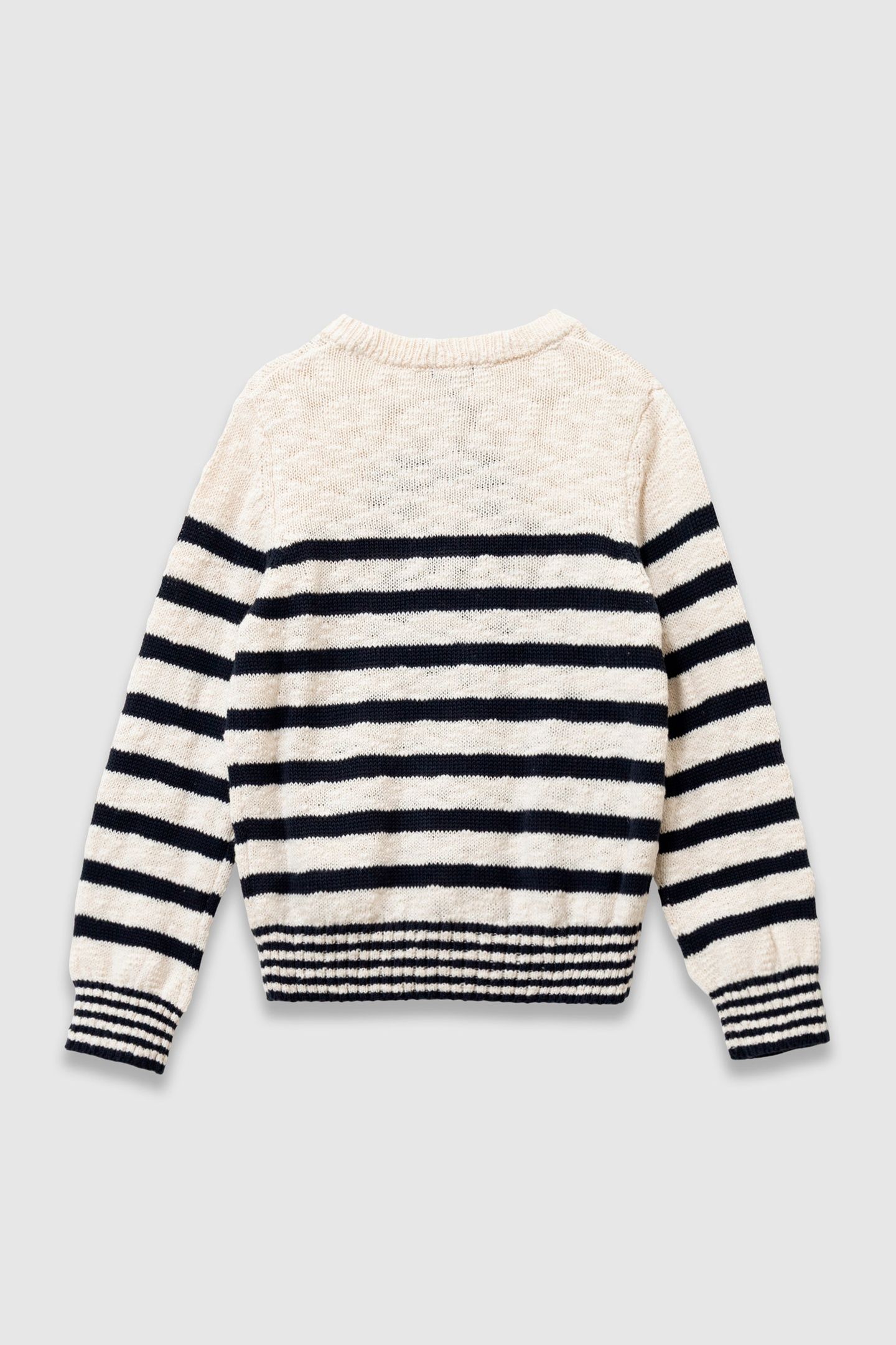 OFF-WHITE KNITTED SWEATER WITH NAVY STRIPES 2