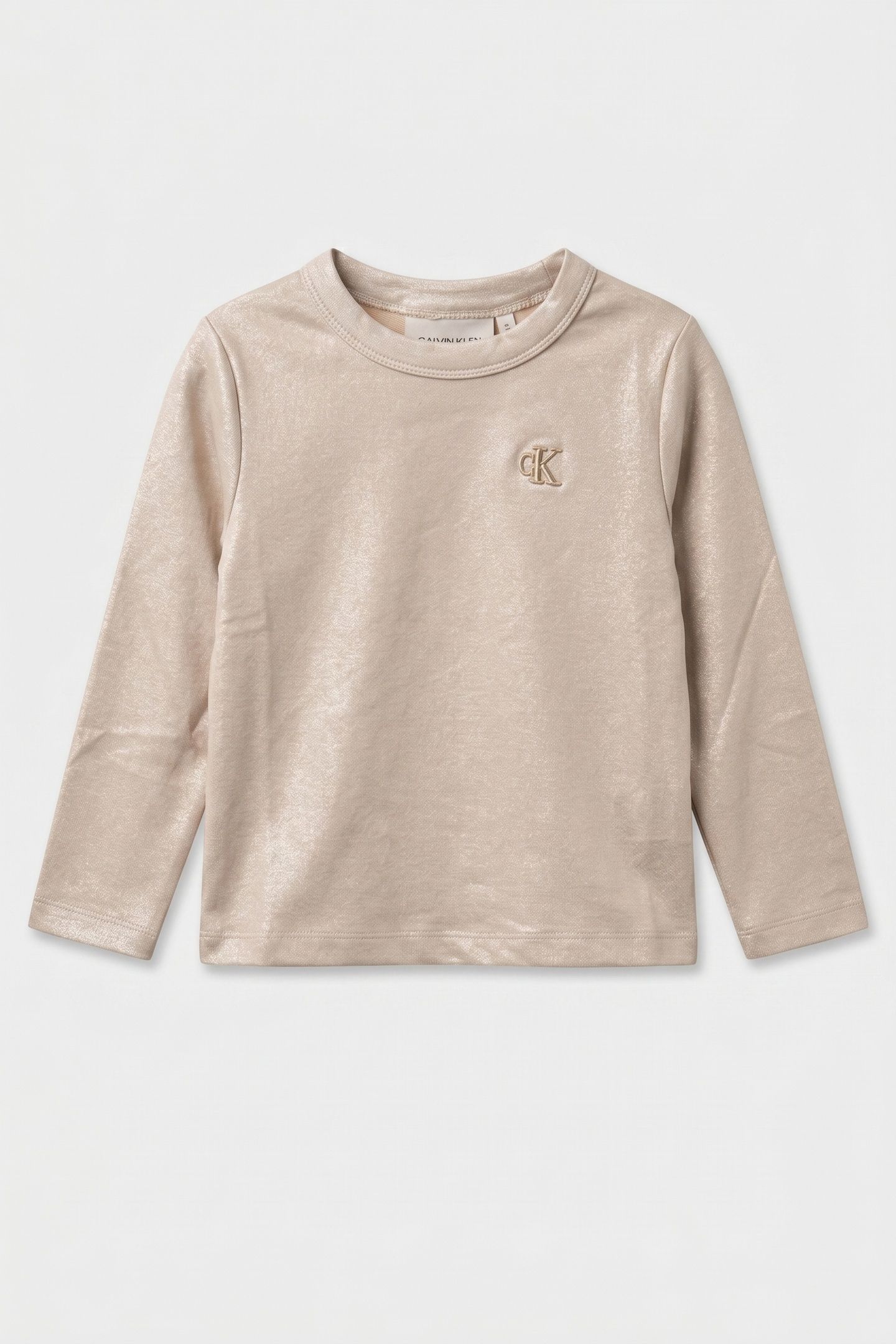 GIRLS GLITTER COATED LS TEE FROSTED ALMOND 2