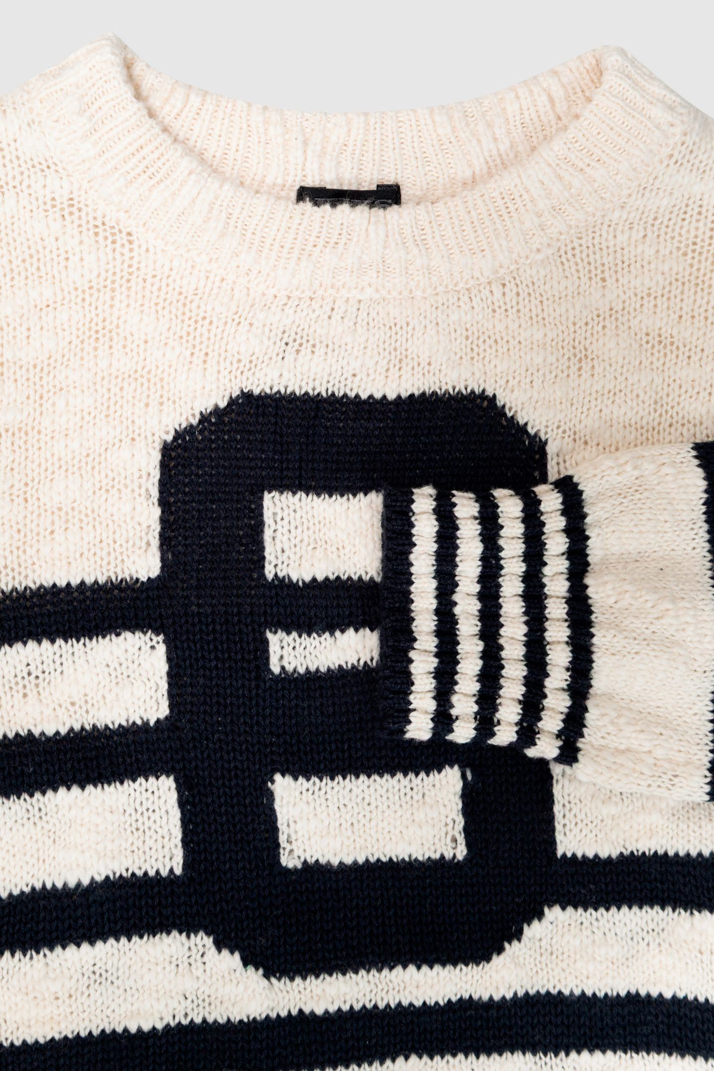 OFF-WHITE KNITTED SWEATER WITH NAVY STRIPES 6