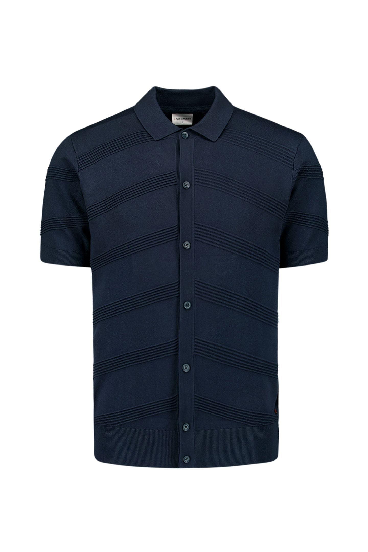 PULLOVER SHORT SLEEVE FULL BUTTON POLO RELIEF KNIT DEEP BLUE 5