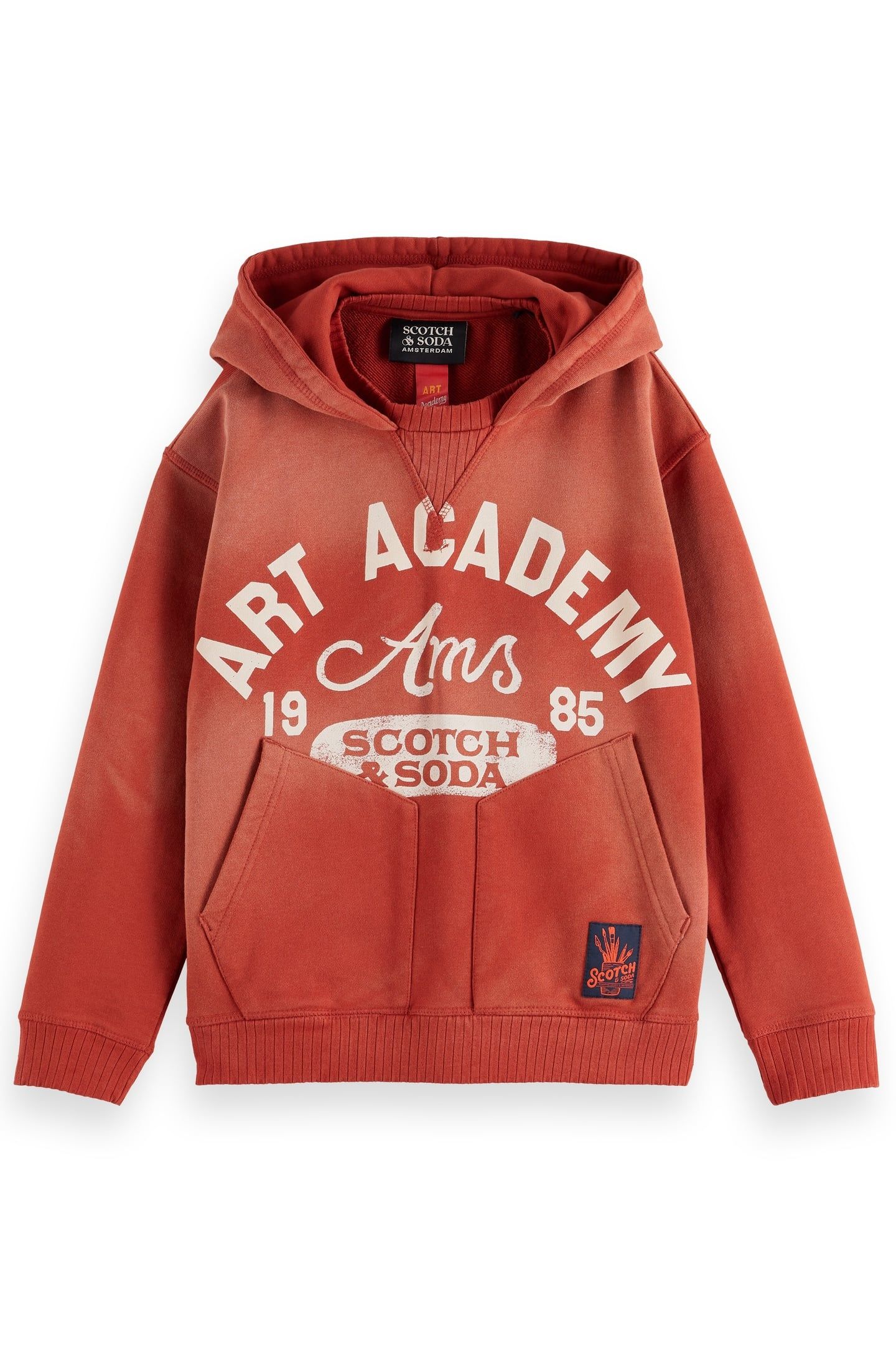 BOY LOOSE-FIT SNOW-WASHED HOODIE WITH FRONT ARTWORK KETCHUP 1