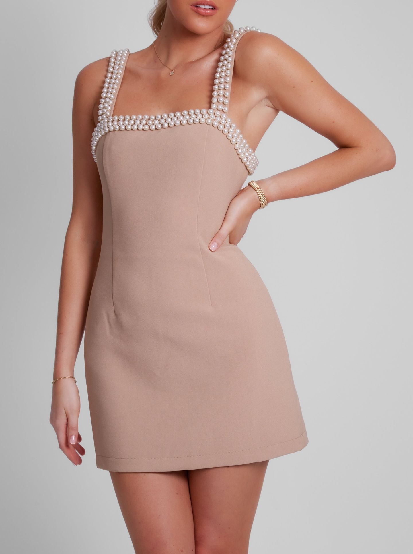 PEARL MINI DRESS CAMEL 2