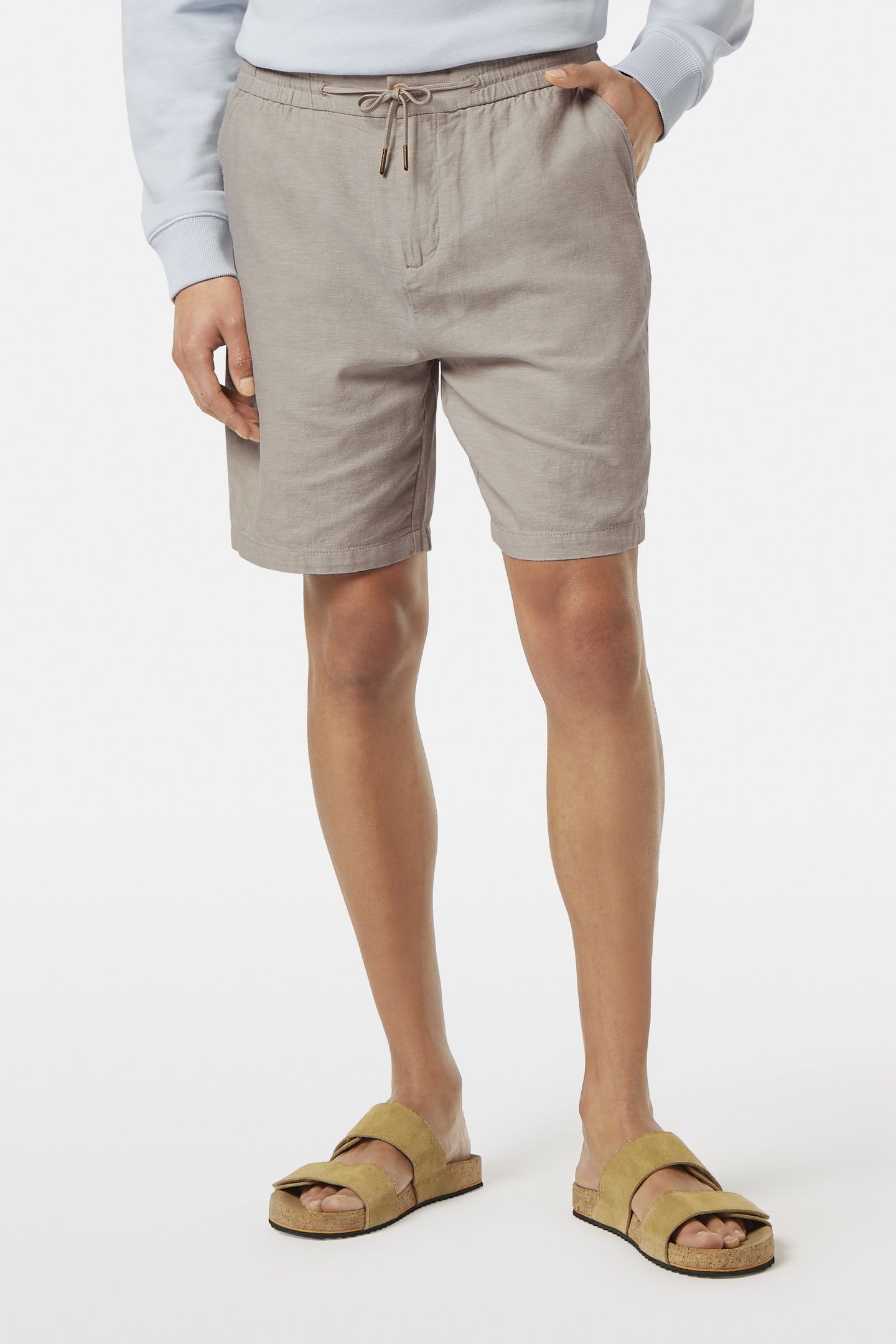 SEASONAL CORE - FAVE COTTON/LINEN TWILL BERMUDA HIGHWAY GREY 1