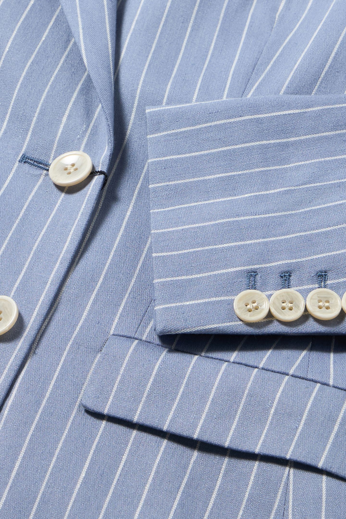 PINSTRIPE LINEN BLEND DOUBLE-BREASTED BLAZER LIGHT BLUE 7
