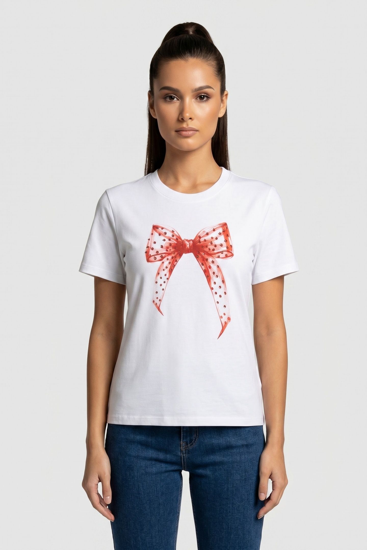 SLIM FIT T-SHIRT "BOW" ORGANIC WHITE 2