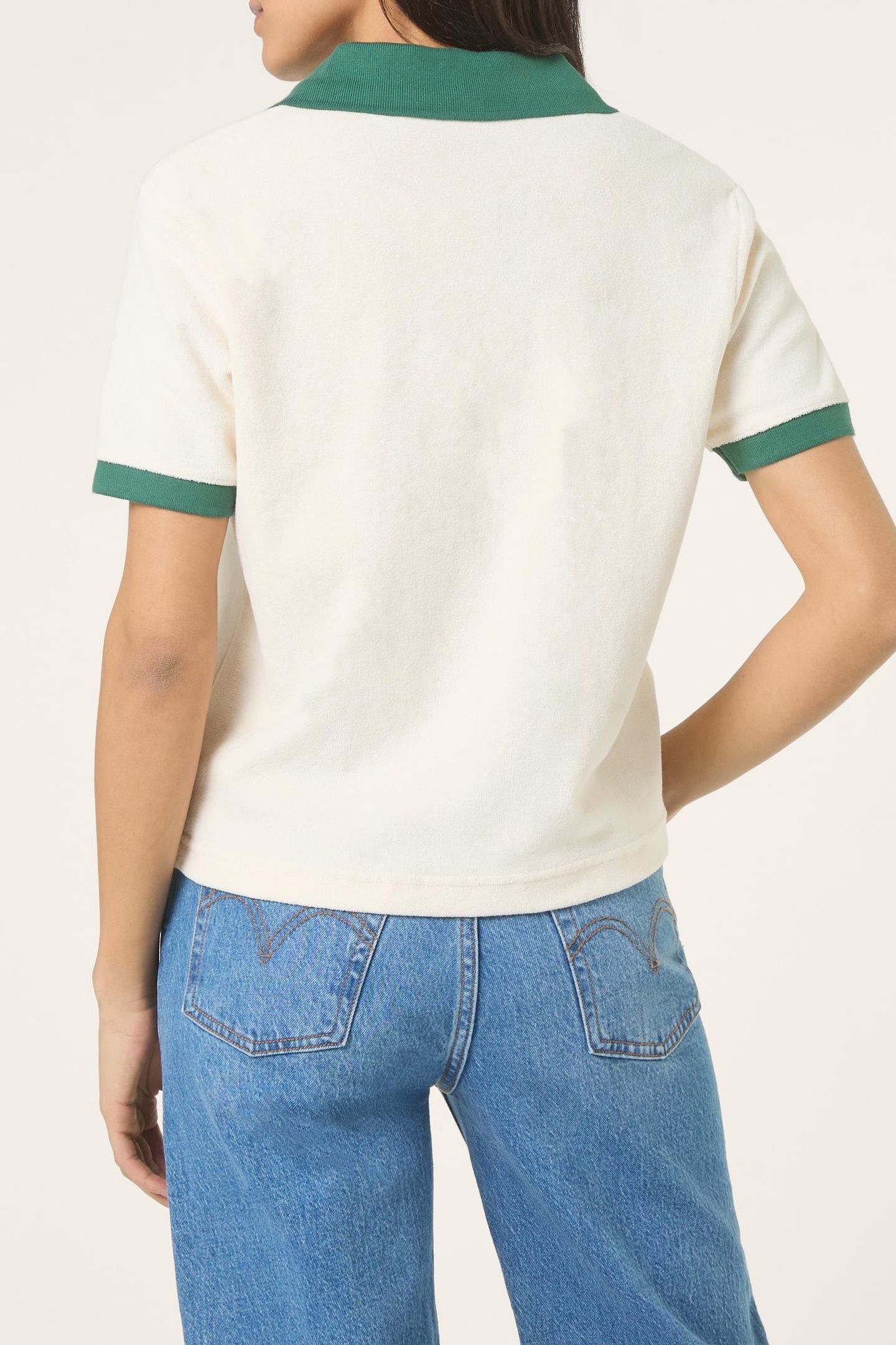 BELFORT RELAXED JOHNNY COLLAR TOWELLING TOP EGRET-POSY GREEN 3