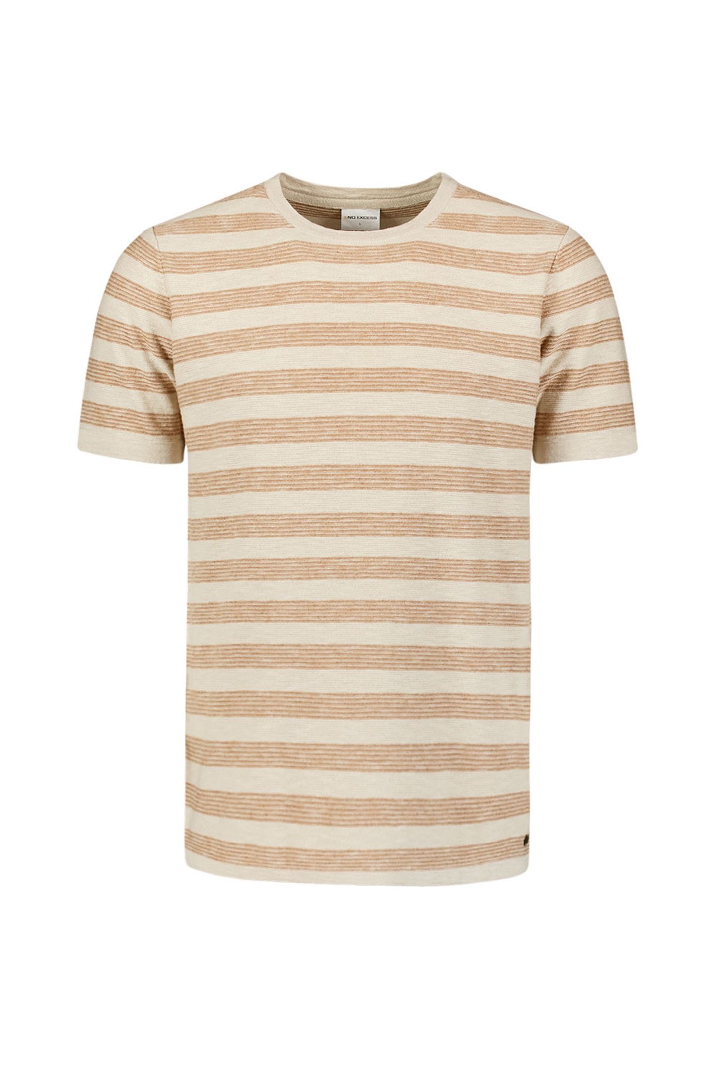 PULLOVER SHORT SLEEVE CREWNECK STRIPES WITH LINEN KHAKI 1