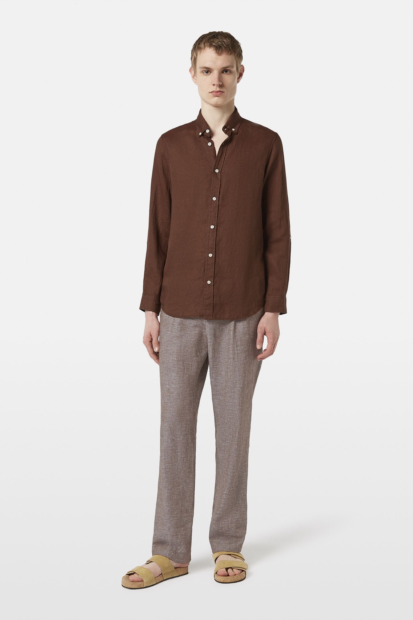 SEASONAL CORE - REGULAR FIT LINEN SHIRT COLD BREW 2
