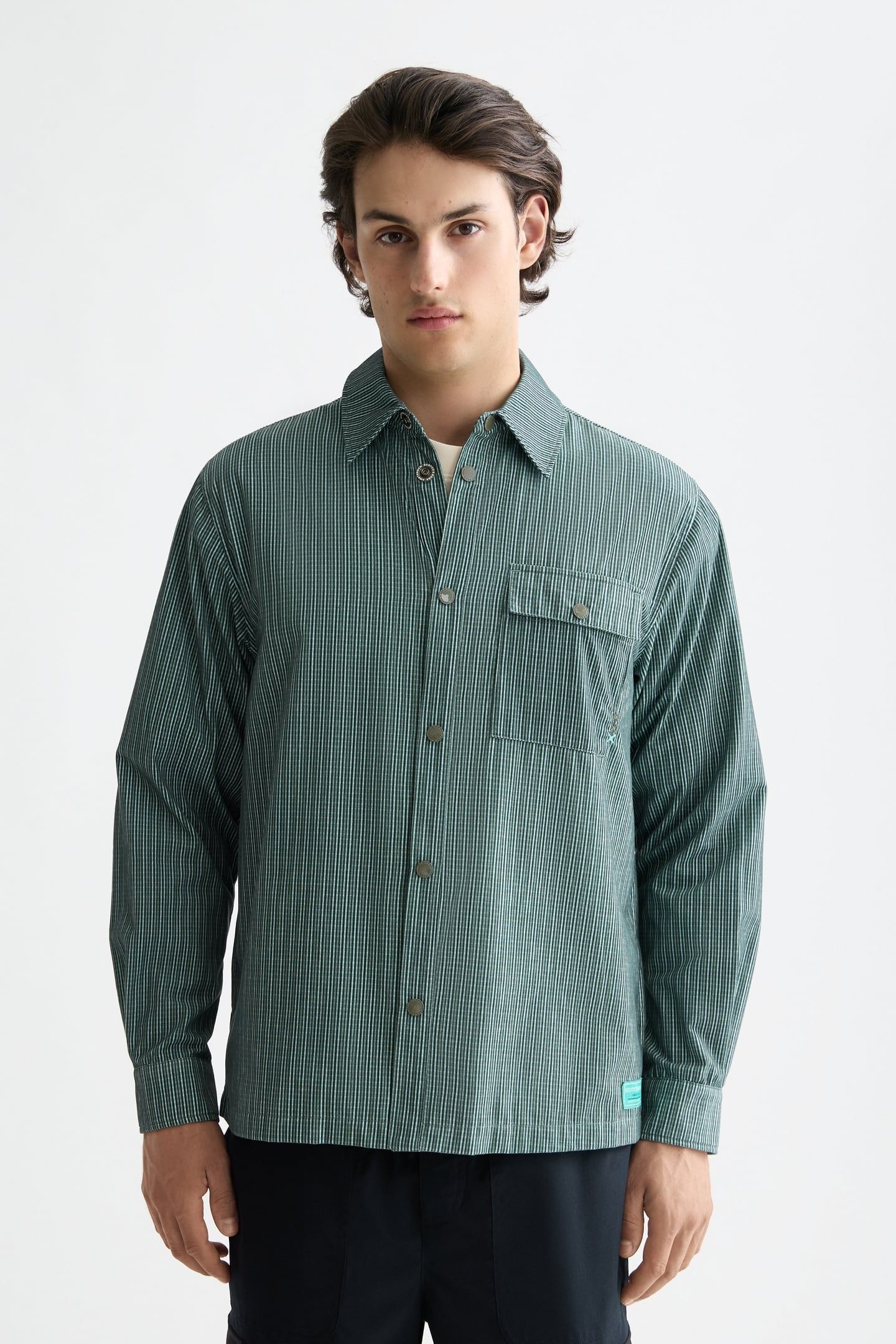 MICRO-CHECK STRUCTURED SHIRT AGATE GREEN MICRO CHECK 1