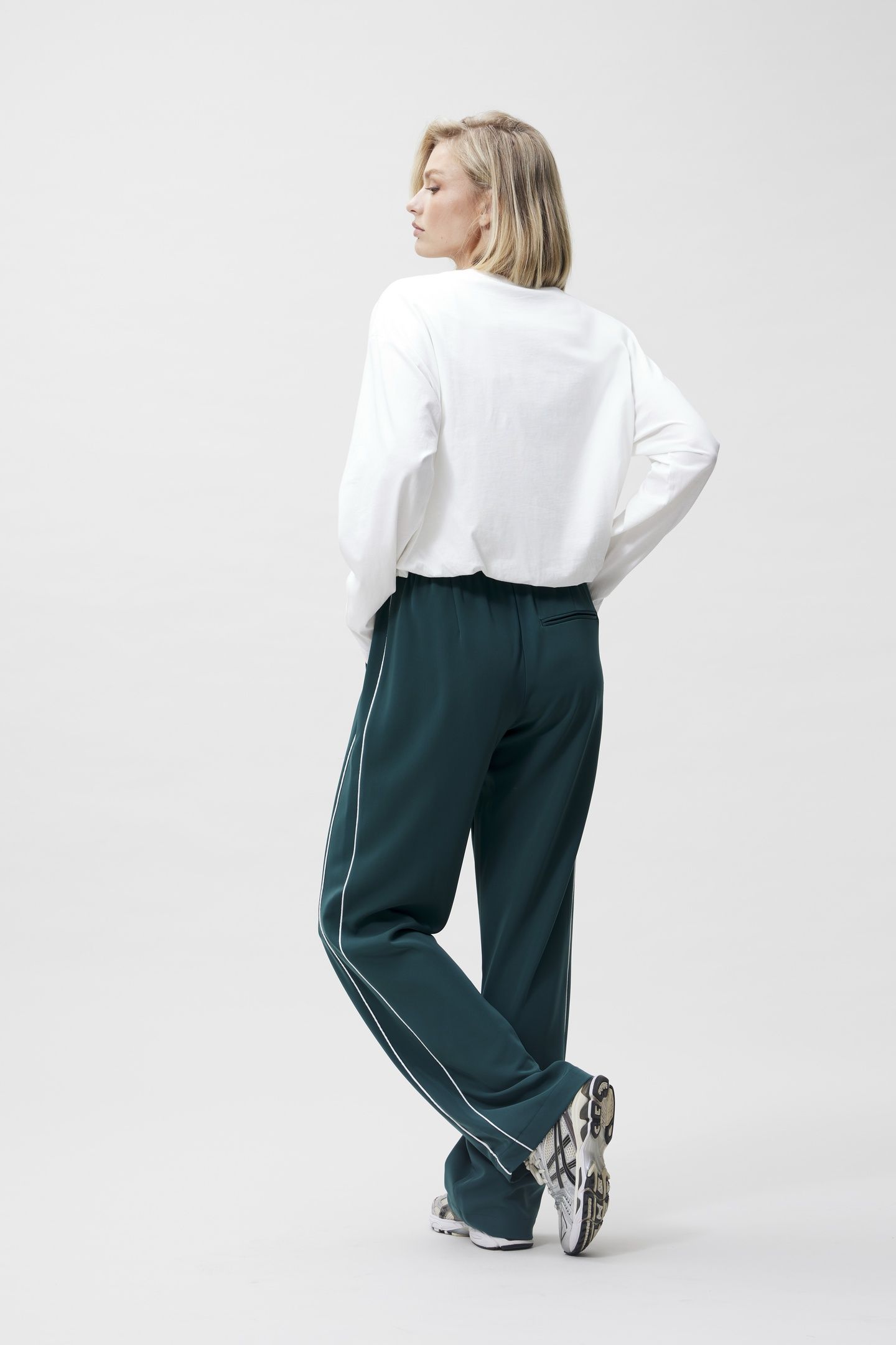 TRACKSUIT TROUSERS WITH PIPING SEA MOSS 3