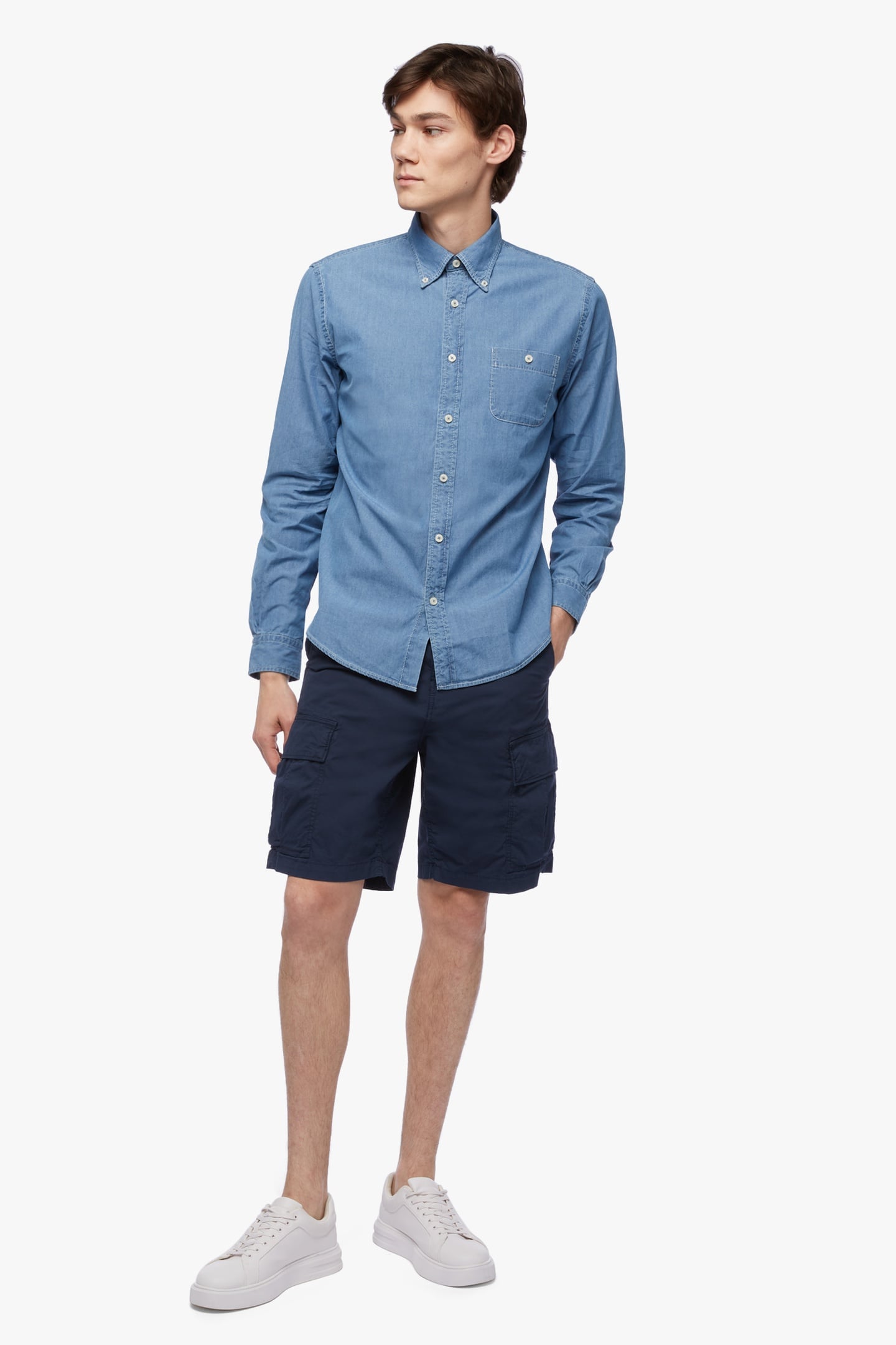 NAVY STRETCH COTTON CARGO SHORTS NAVY 3