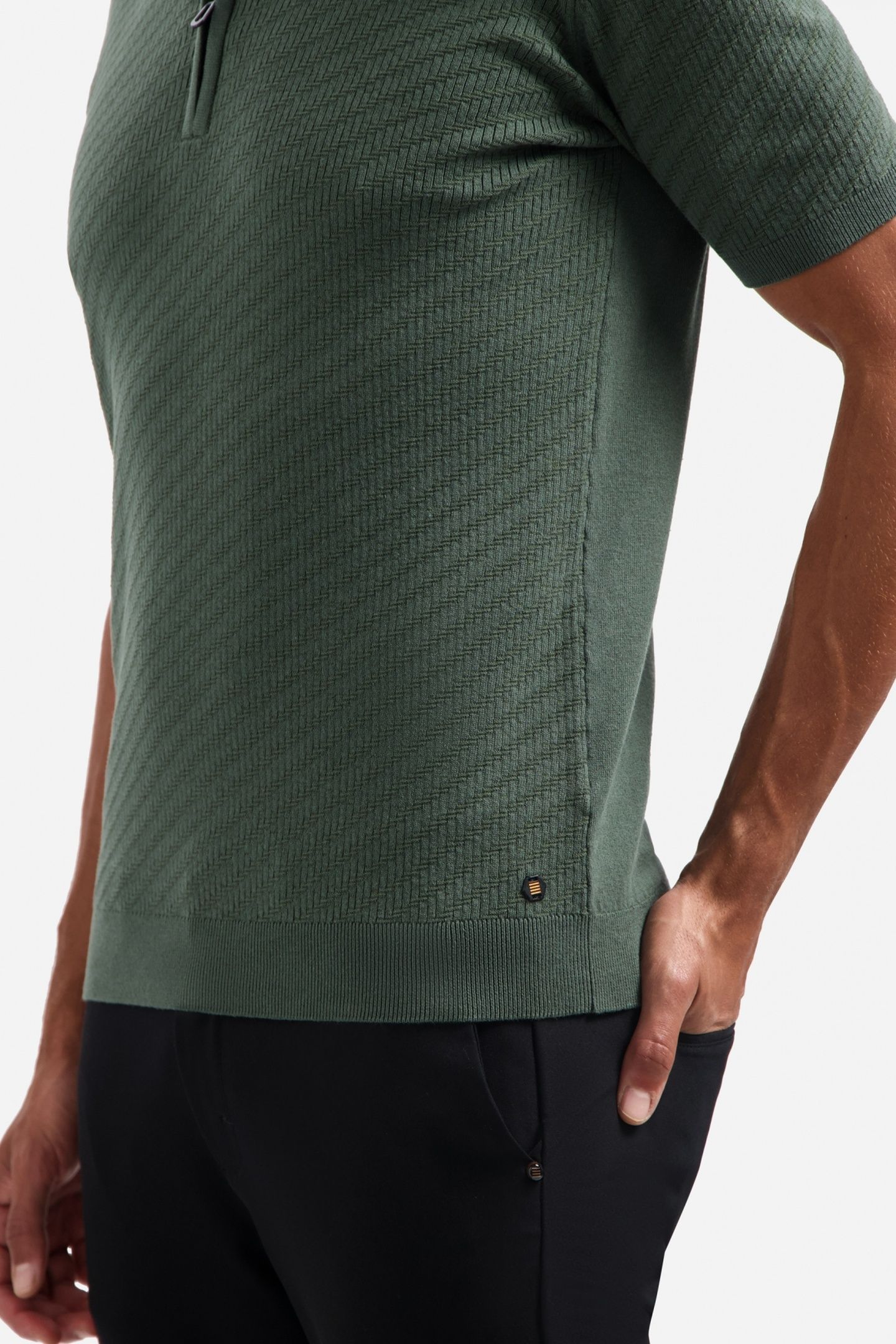 PULLOVER SHORT SLEEVE POLO ZIP SOLID JACQUARD DARK GREEN 7
