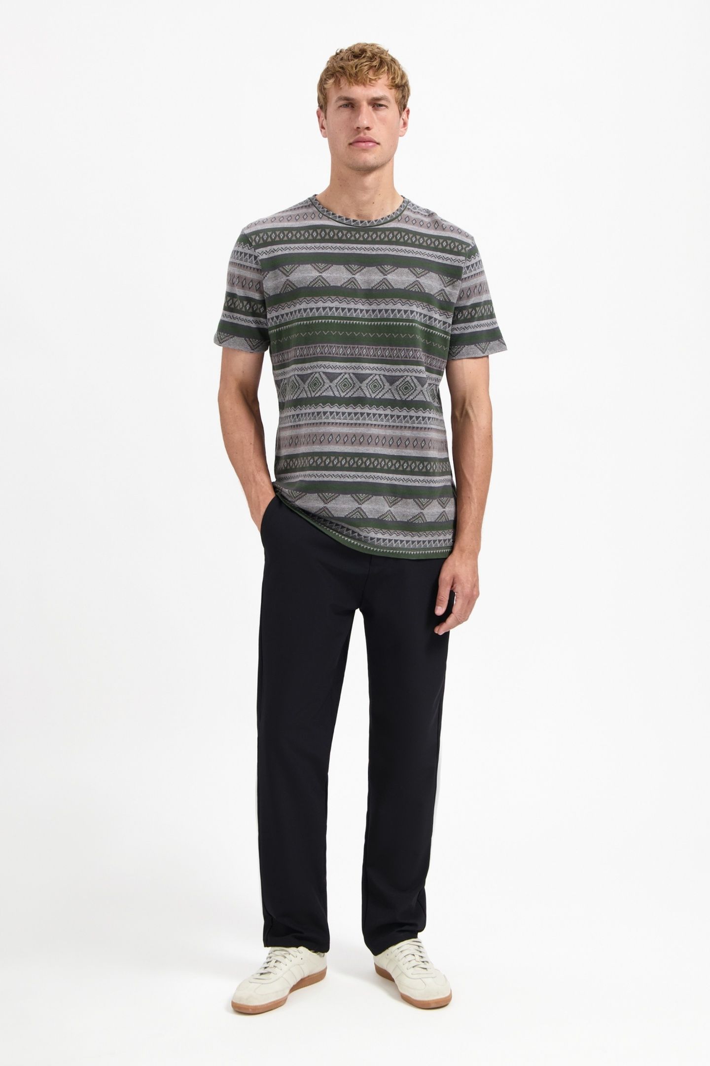 T-SHIRT CREWNECK ALLOVER JACQUARD GREY MELANGE 1