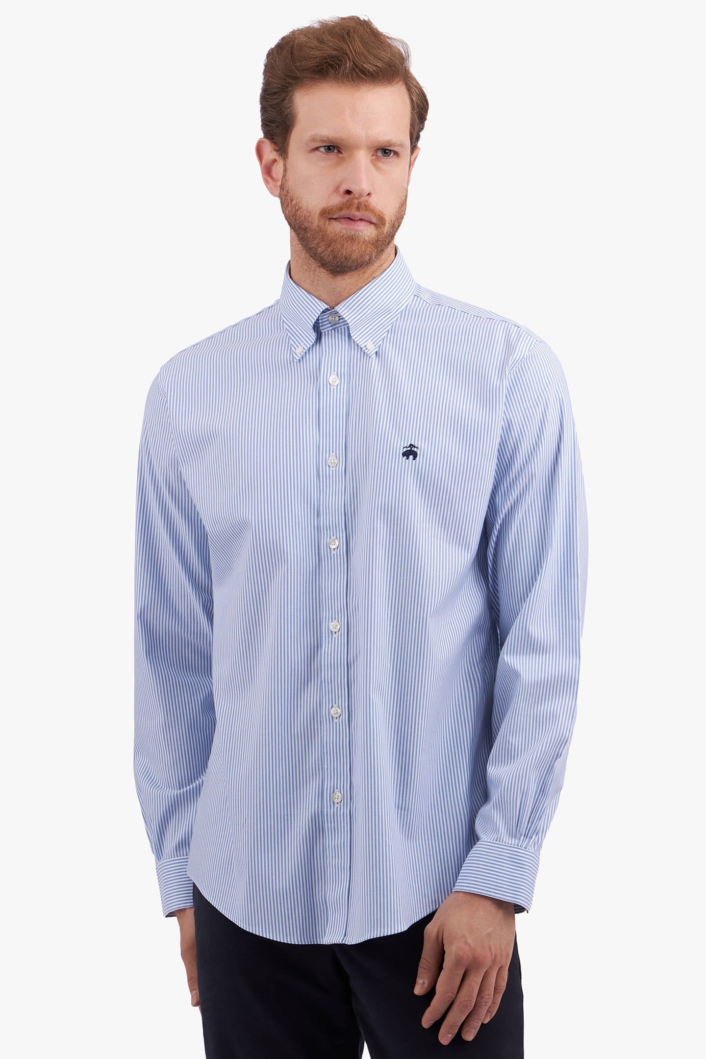 REGULAR FIT NON-IRON STRETCH SUPIMA COTTON CASUAL SHIRT WITH 1