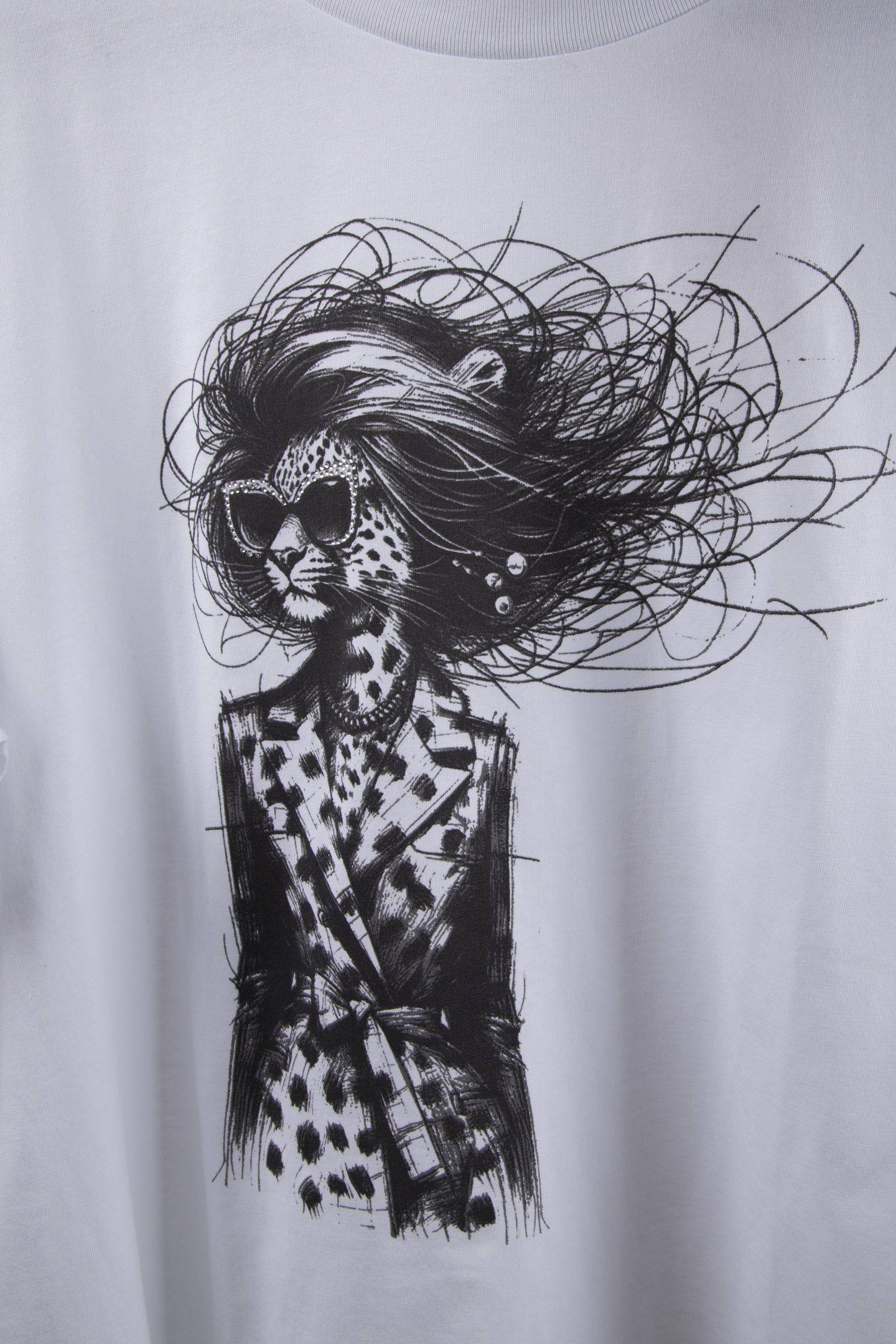 EASY FIT T-SHIRT "LEOPARD" ORGANIC WHITE 5