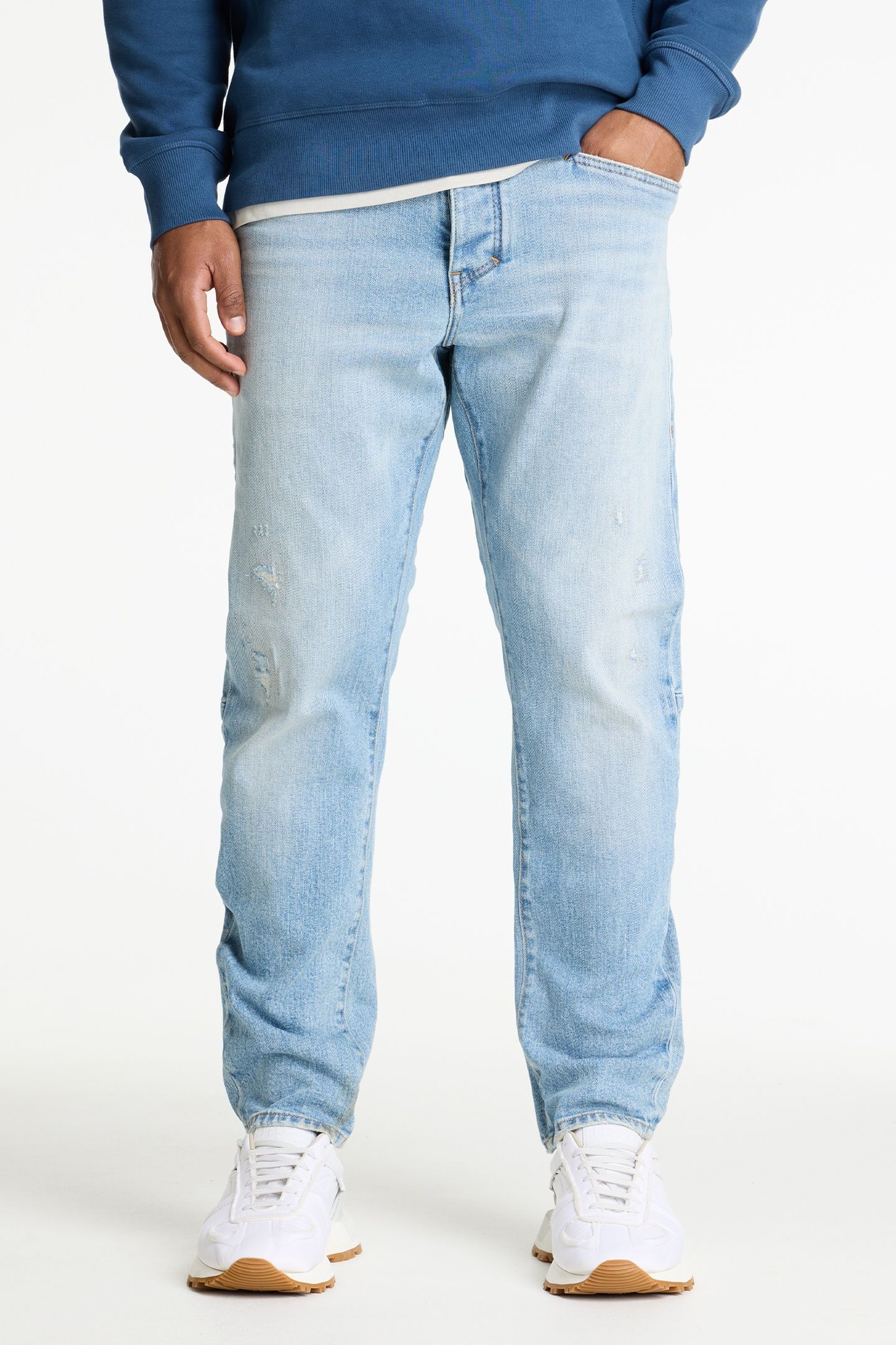 HELYX STRIDE PANTS DENIM LIGHT BLUE REPAIRED 1