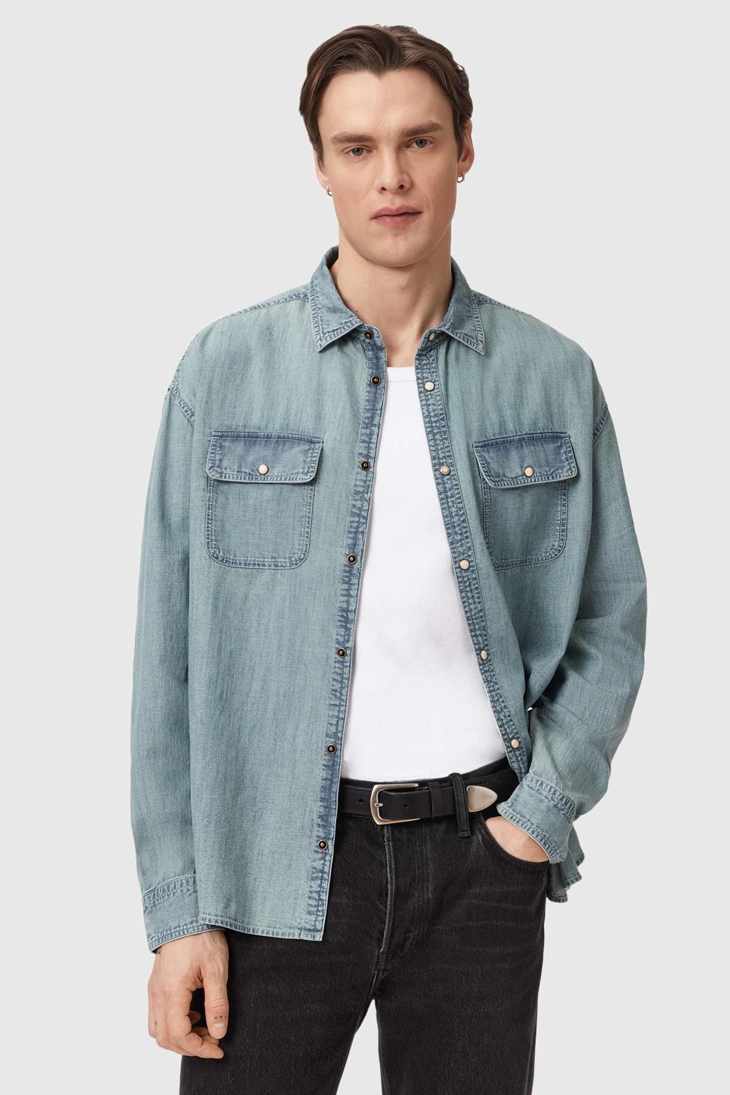 GRIBBS LS SHIRT FADED INDIGO 3