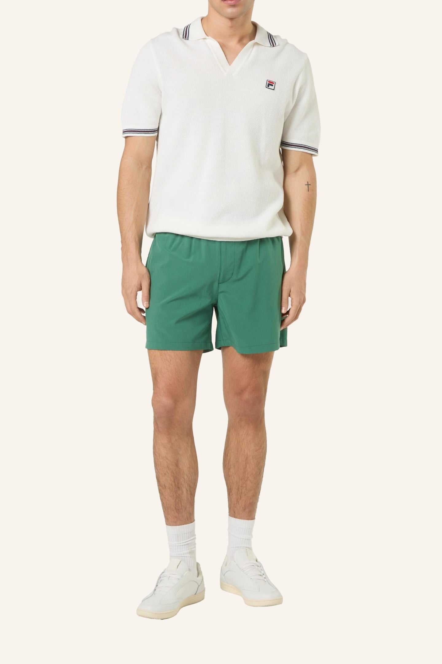ORENTANO REGULAR JOHNNY COLLAR KNITTED POLO SHIRT EGRET 2