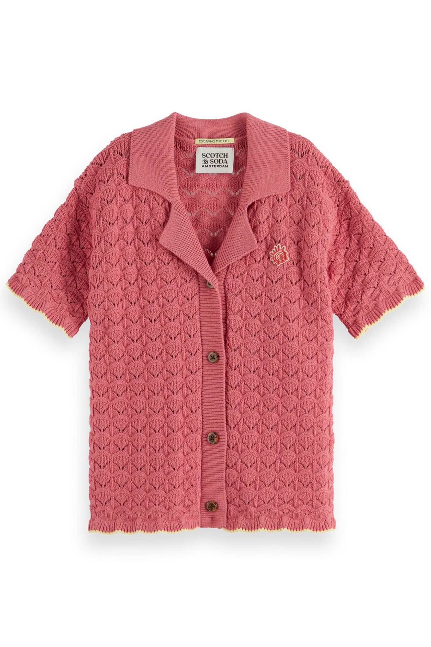 GIRL SCALLOPED KNITTED SHORT-SLEEVED SHIRT ROSE PINK 1