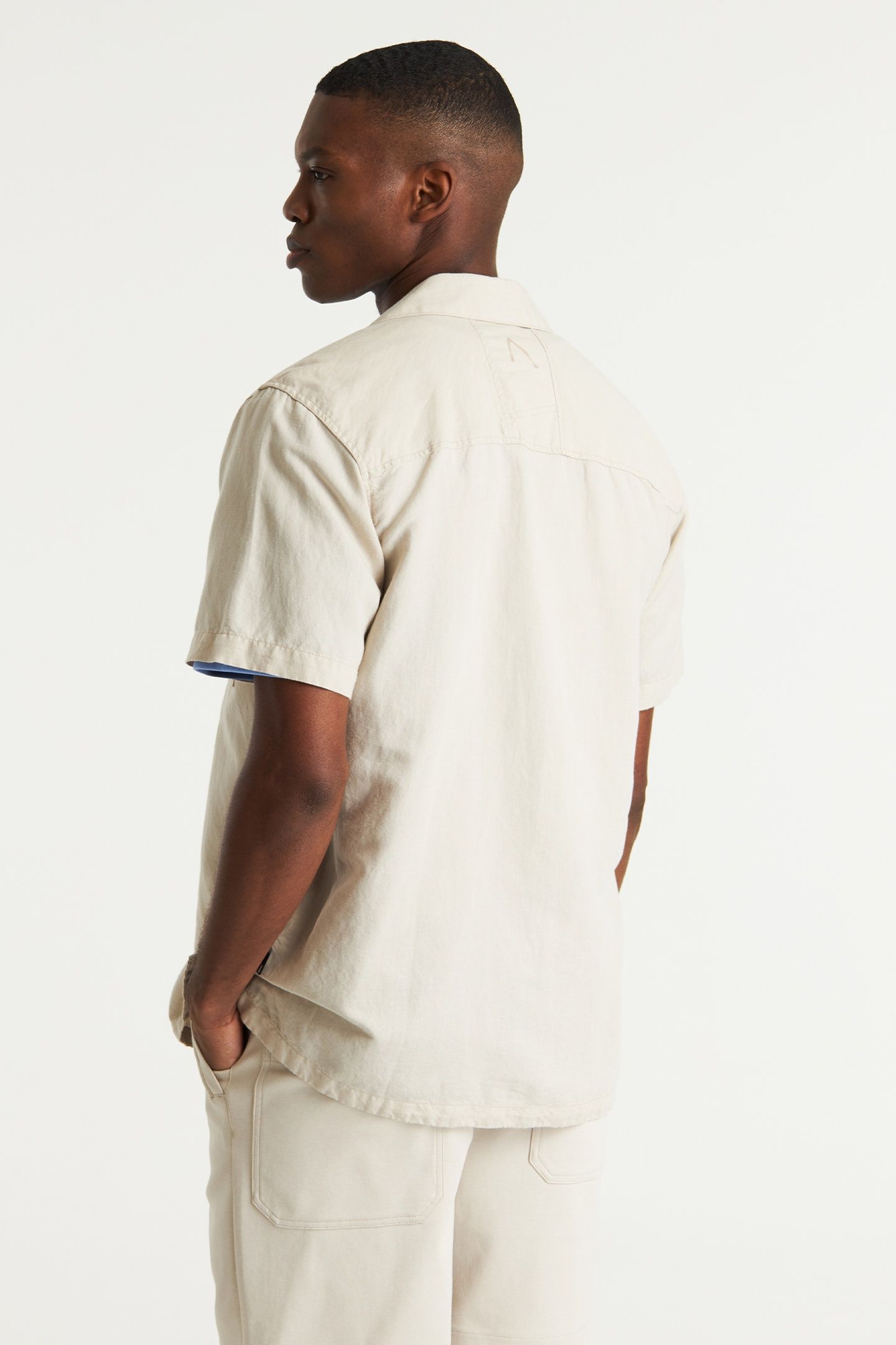 BIZZ LINEN SHIRT SHORT SLEEVE SILVER LINING 3