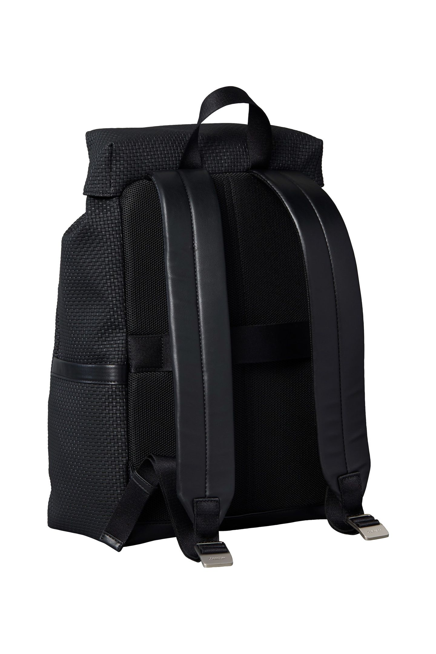EMBOSSED WOVEN FLAP BACKPACK BLACK 3