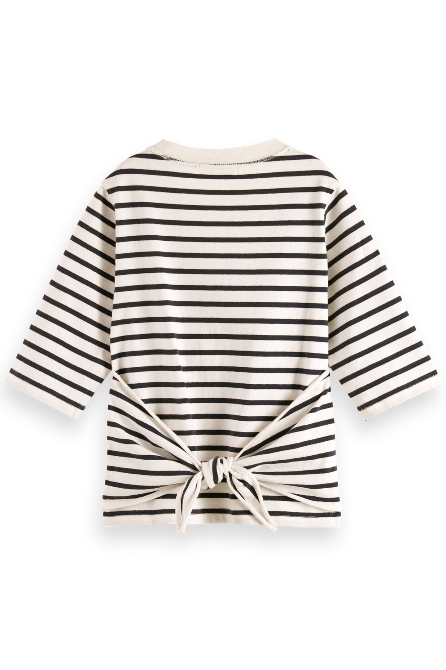 GIRL DENIM WASHED BRETON T-SHIRT WITH WRAP DETAILS BLUE WHIT 2