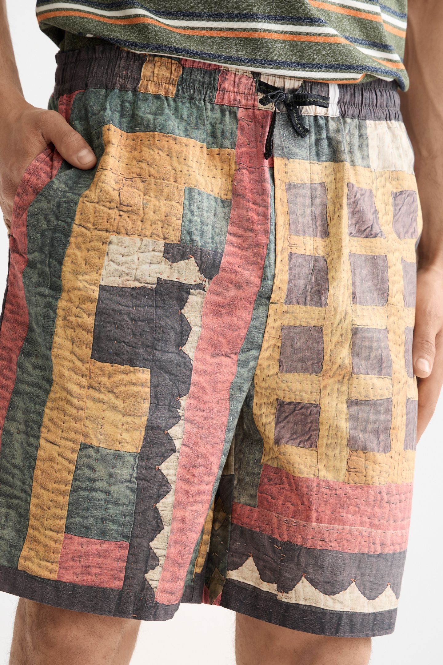 PRINTED PATCHWORK COTTON-POPLIN LOOSE FIT BERMUDA MOUNTAINS 6