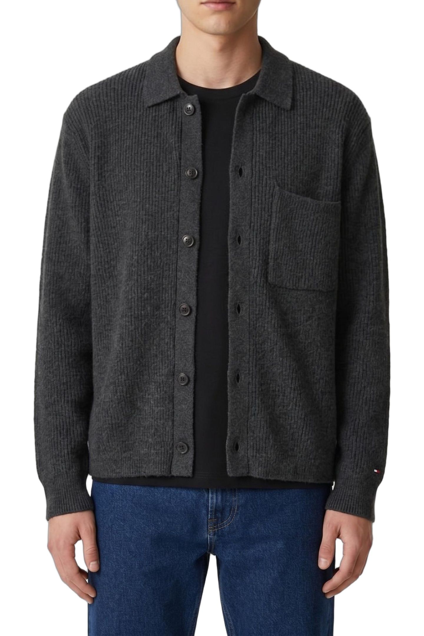 FISHERMAN RIB COACH JACKET DARK GREY HEATHER 1