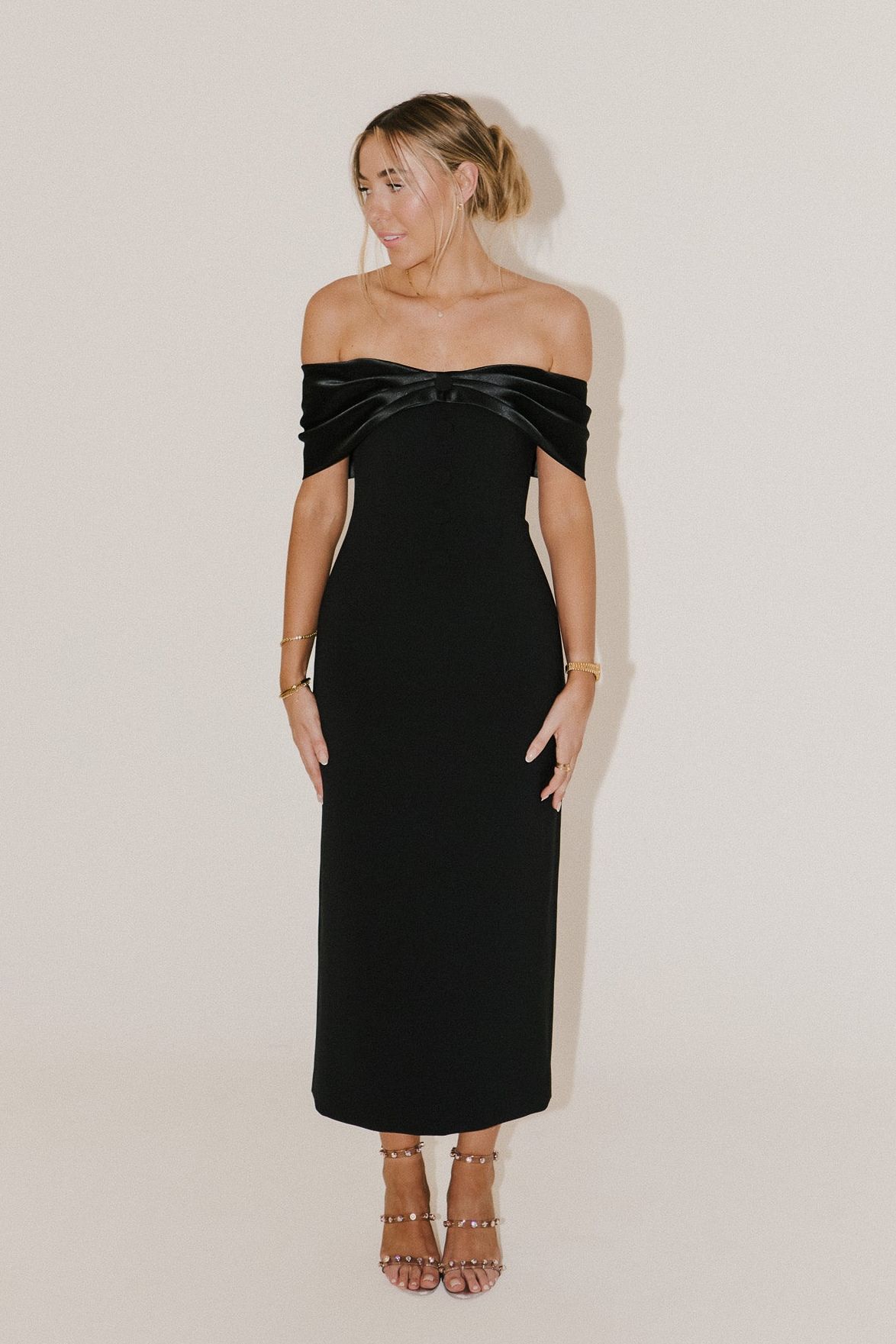 BOW MIDI DRESS BLACK 1