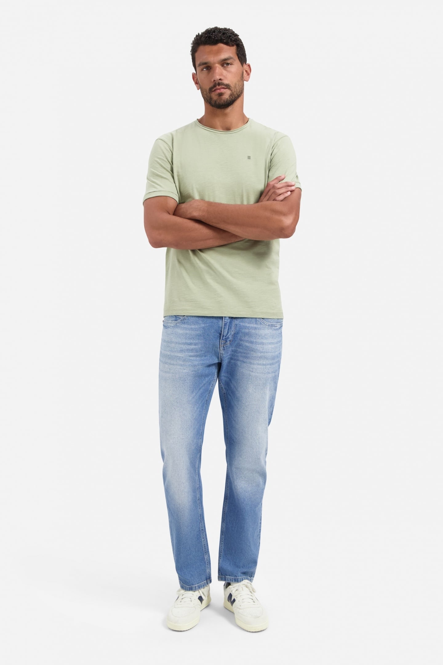 T-SHIRT CREWNECK SLUB LIGHT MOSS 1