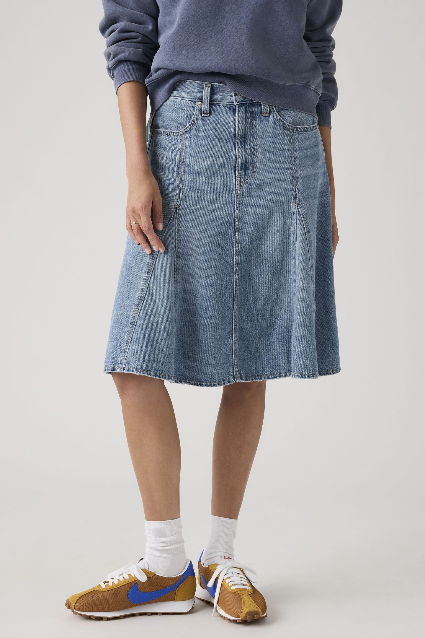GODET KNEE LENGTH LIGHTWEIGHT SKIRT 5