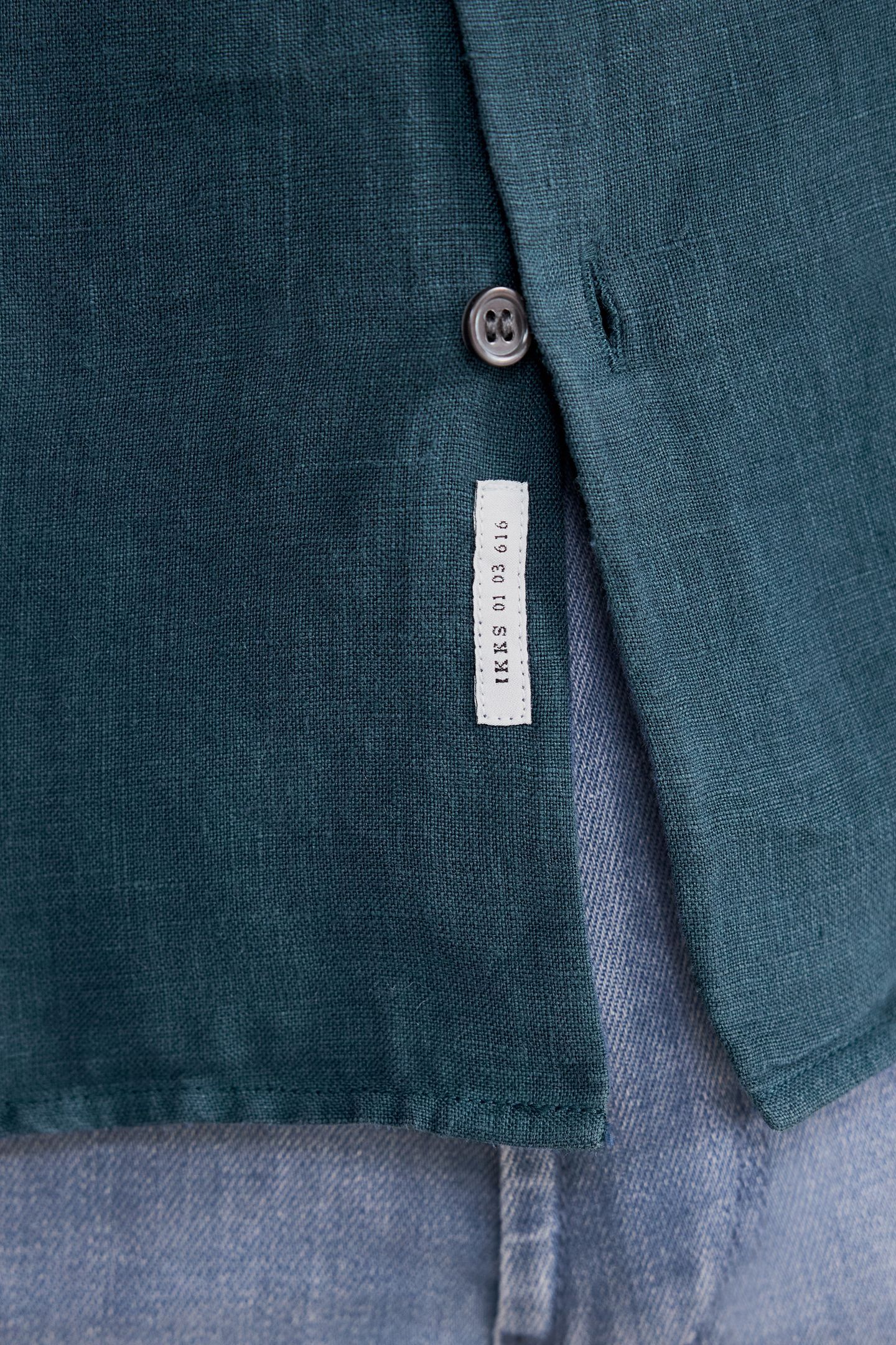 SLATE PURE LINEN REGULAR SHIRT WITH MANDARIN COLLAR 5