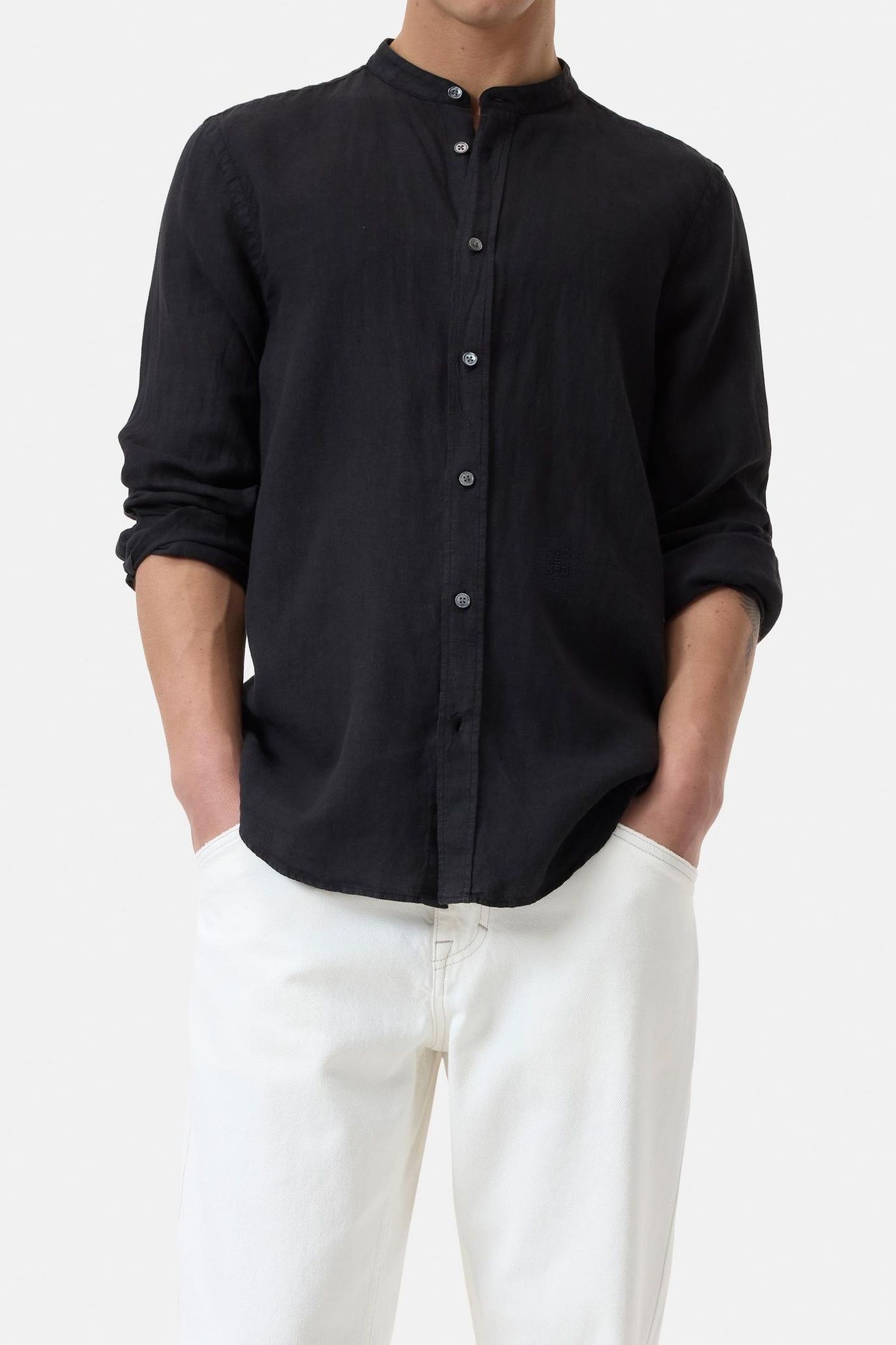 COLLARLESS SHIRT BLACK 3
