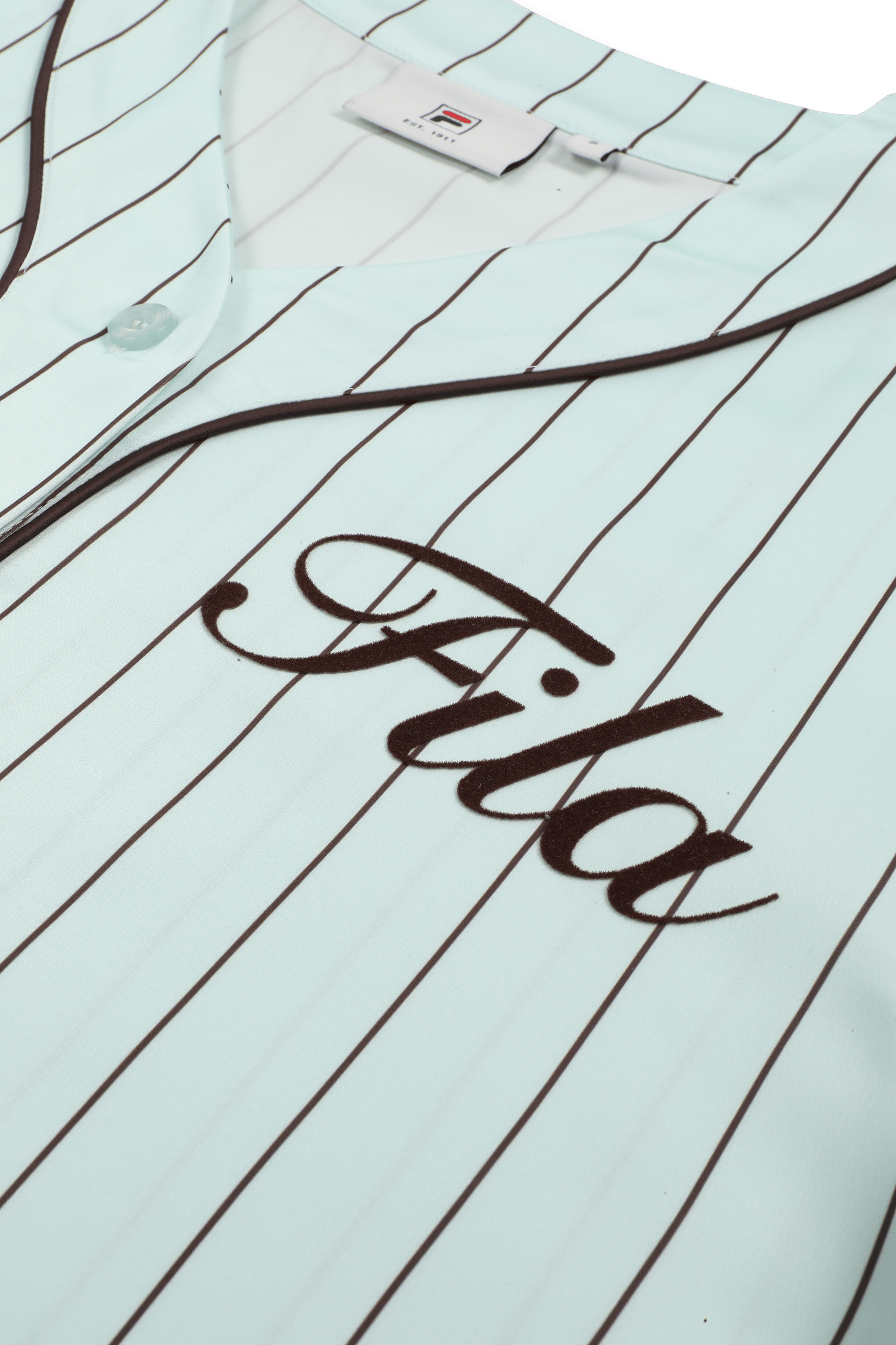 FIESOLE BOXY PINSTRIPED SATIN BASEBALL SHIRT SOOTHING SEA / 7