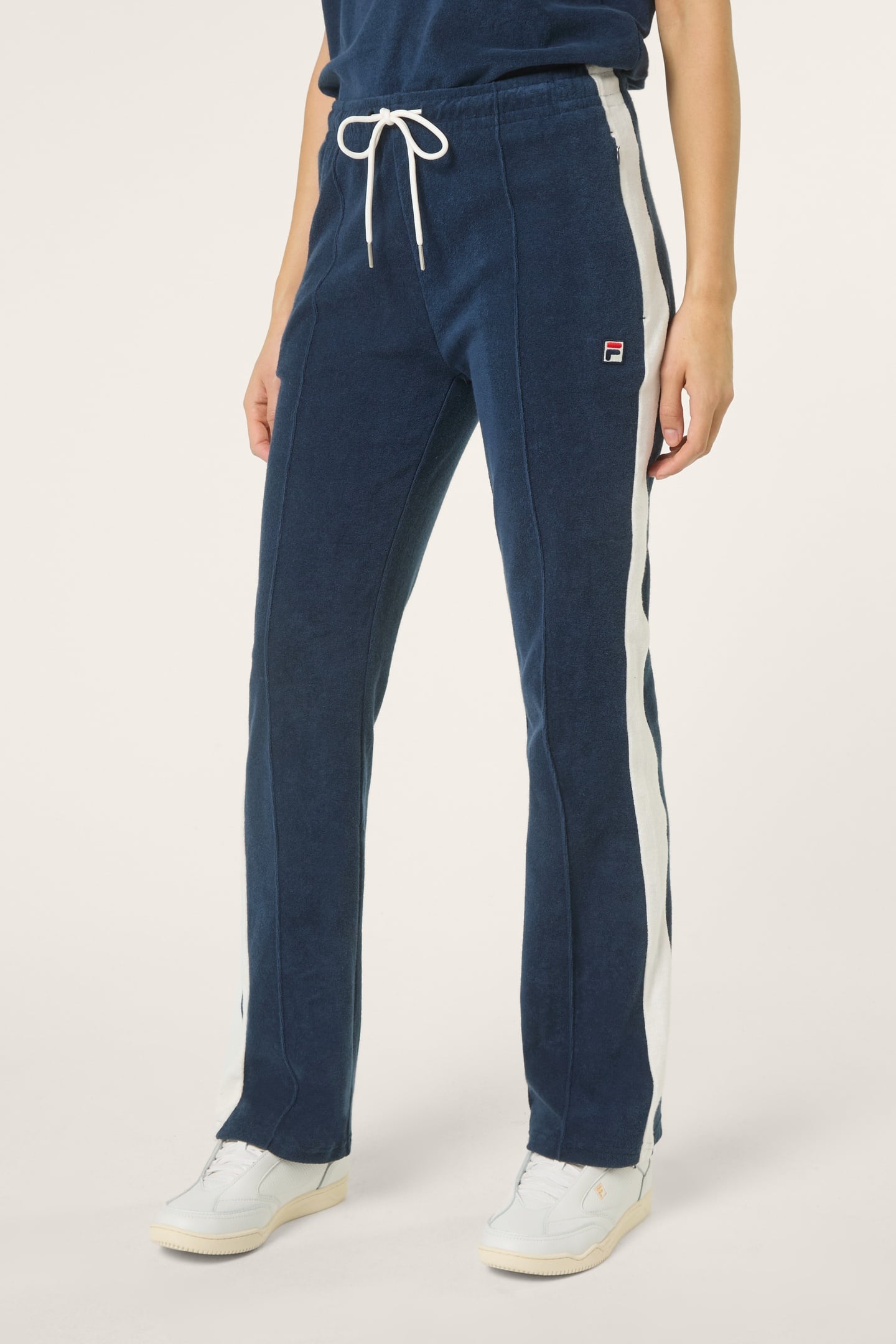ADRIANO SLIM CONTRAST PANEL TOWELLING TRACK PANTS BLACK IRIS 1