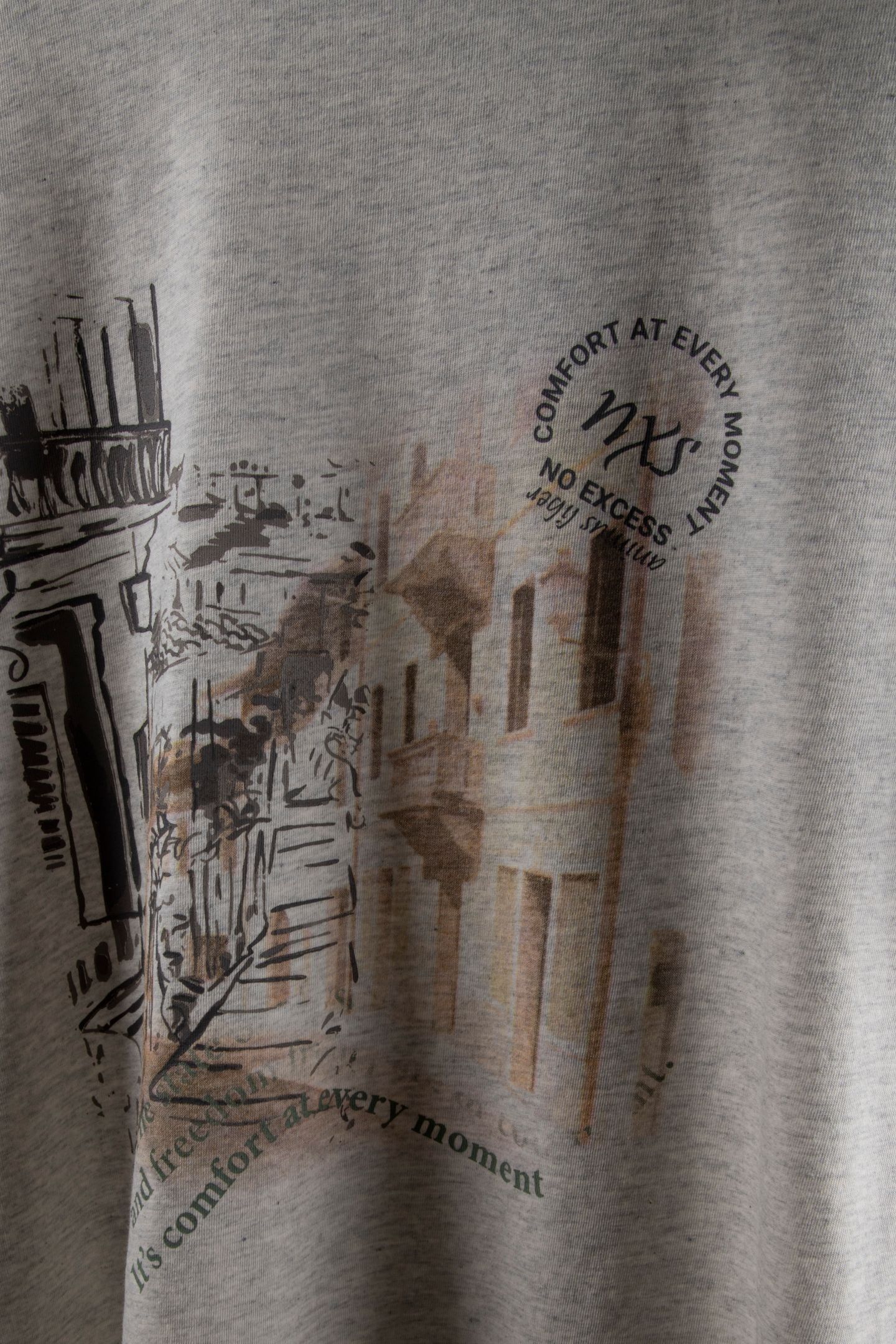 T-SHIRT CREWNECK MELANGE CHEST PRINT KIT 6