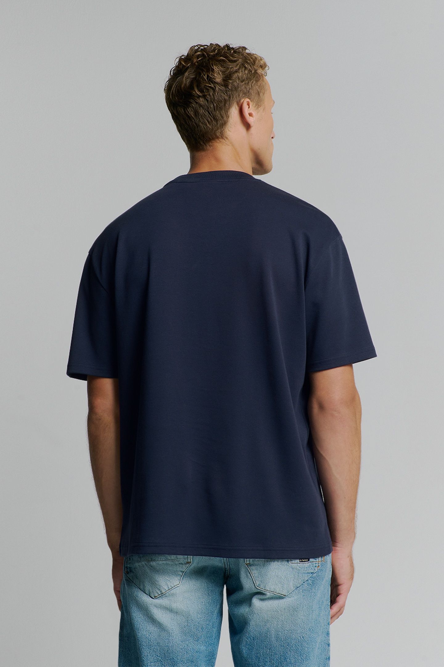 T-SHIRT CREWNECK HEAVY SOLID BASIC DEEP BLUE 3