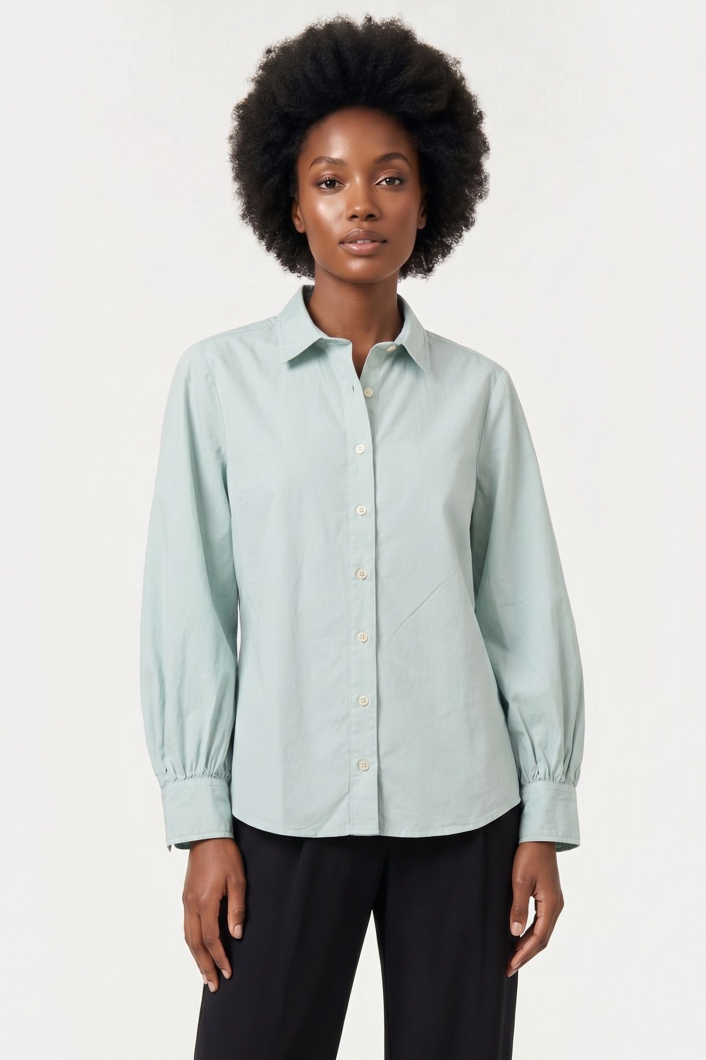 BALLOON SLEEVE SHIRT COTTON SAGE 1