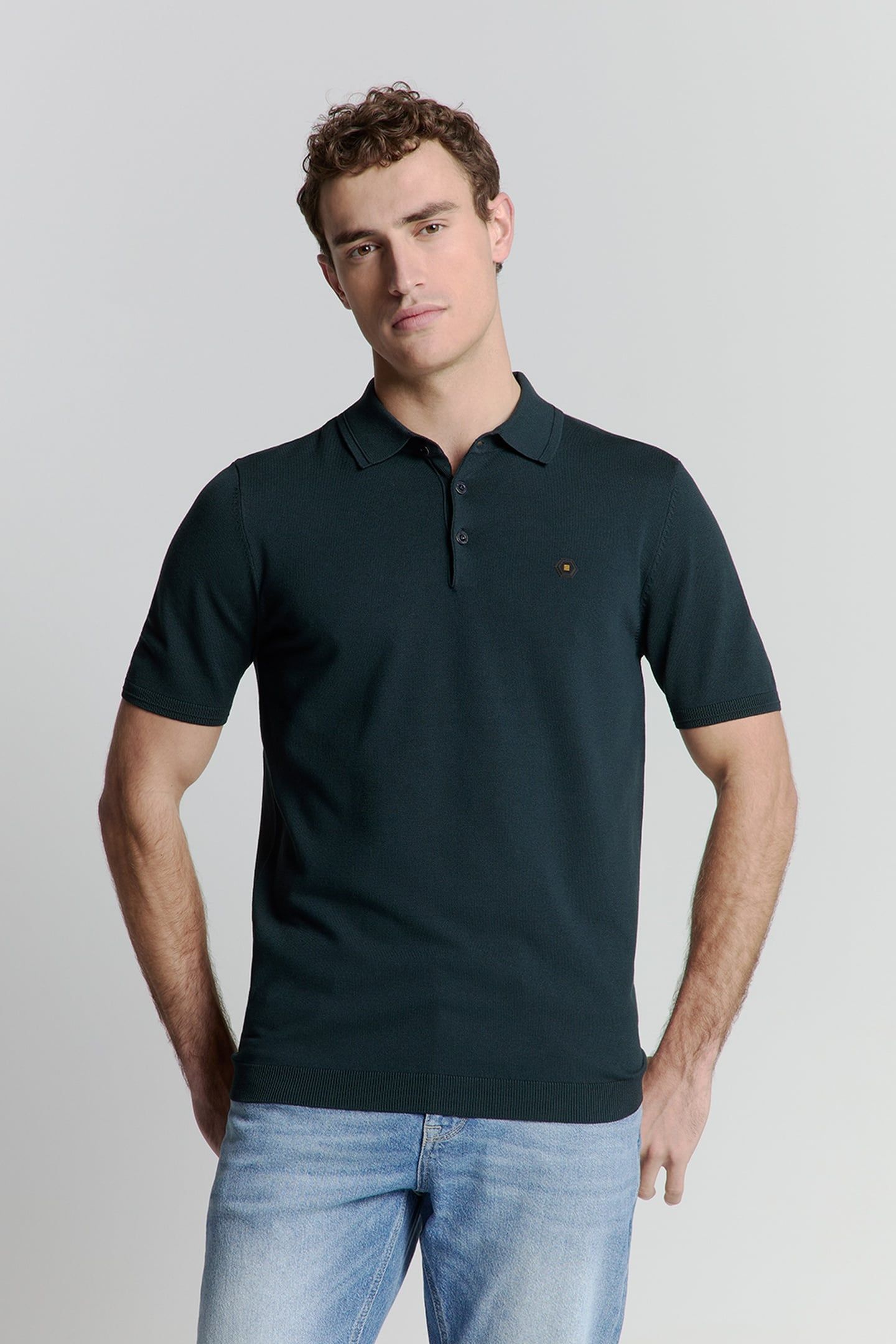 PULLOVER SHORT SLEEVE POLO BUTTON SOLID NIGHT 1